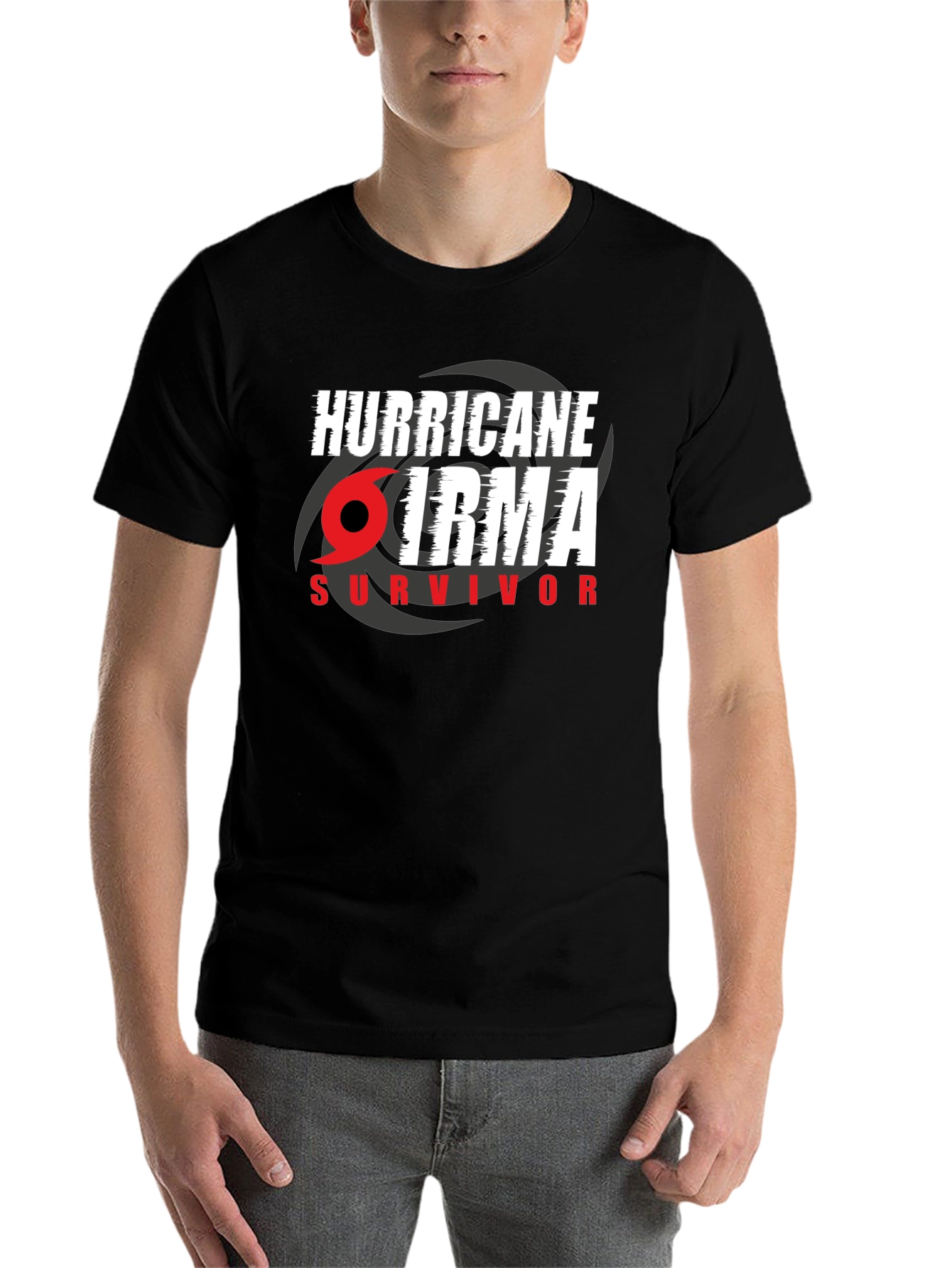 Black Hurricane Irma Survivor T-Shirt view 7