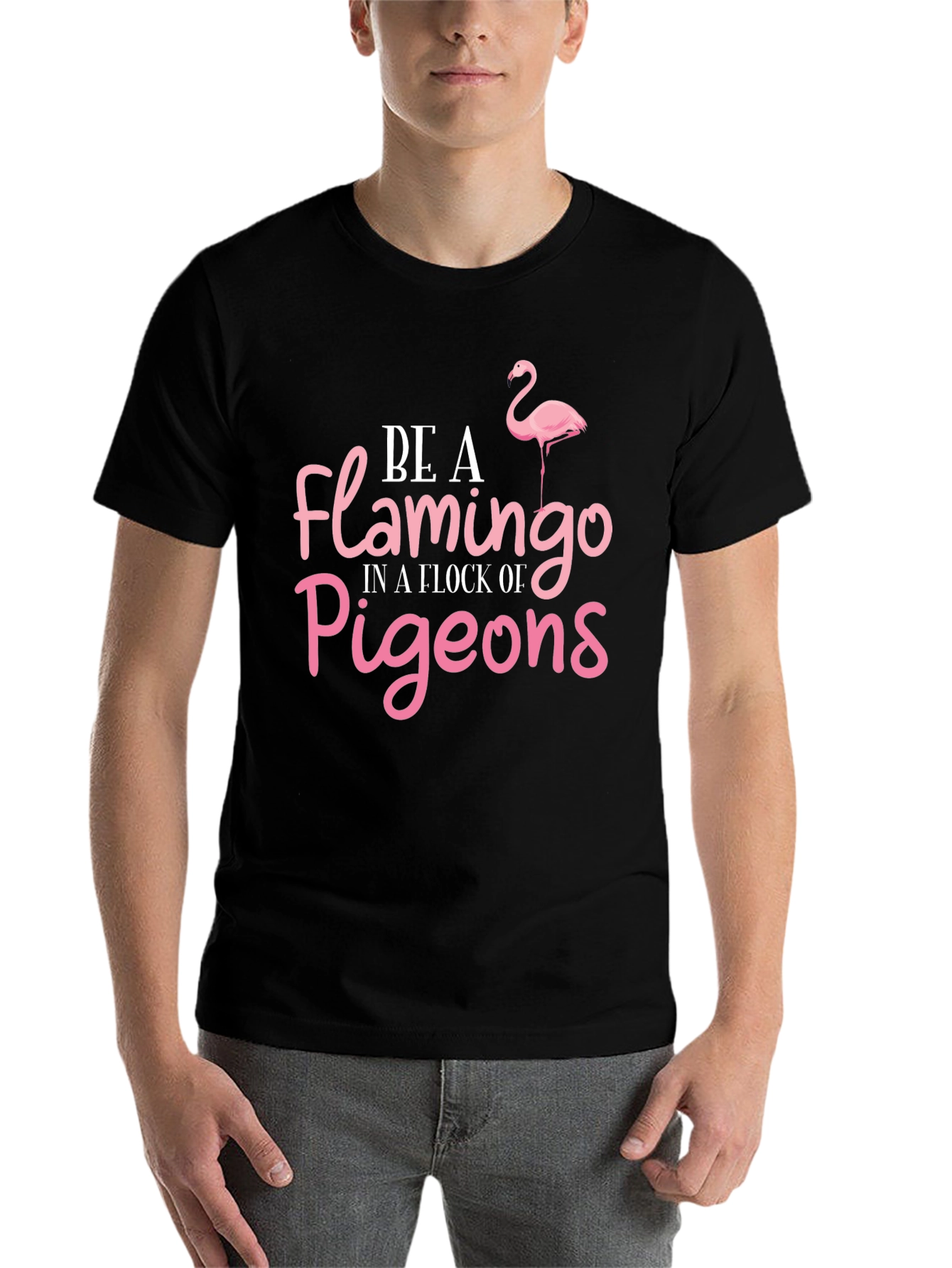 Black Be a Flamingo Black T-Shirt view 7