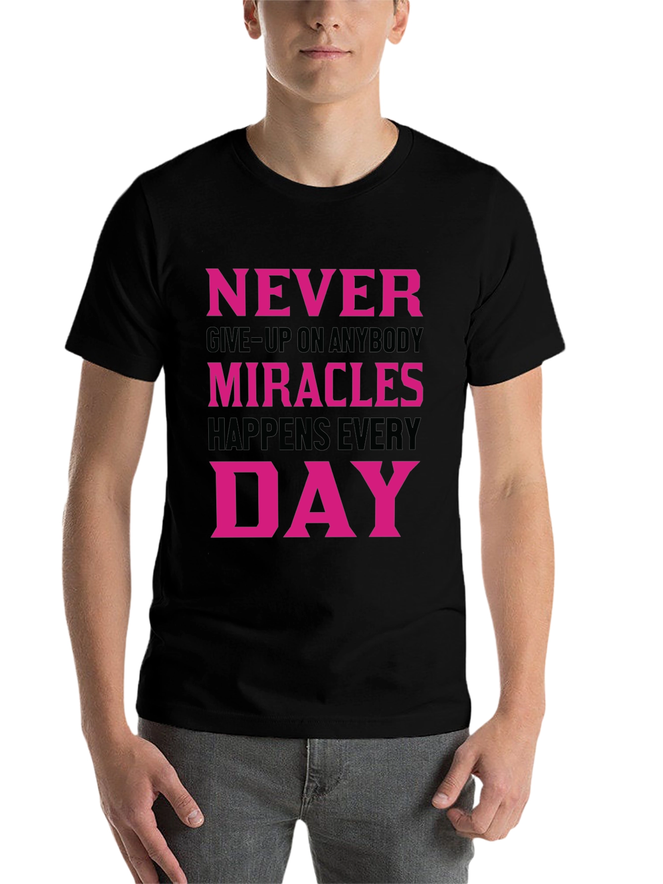 Black Inspirational Miracles Happen Everyday T-Shirt view 7