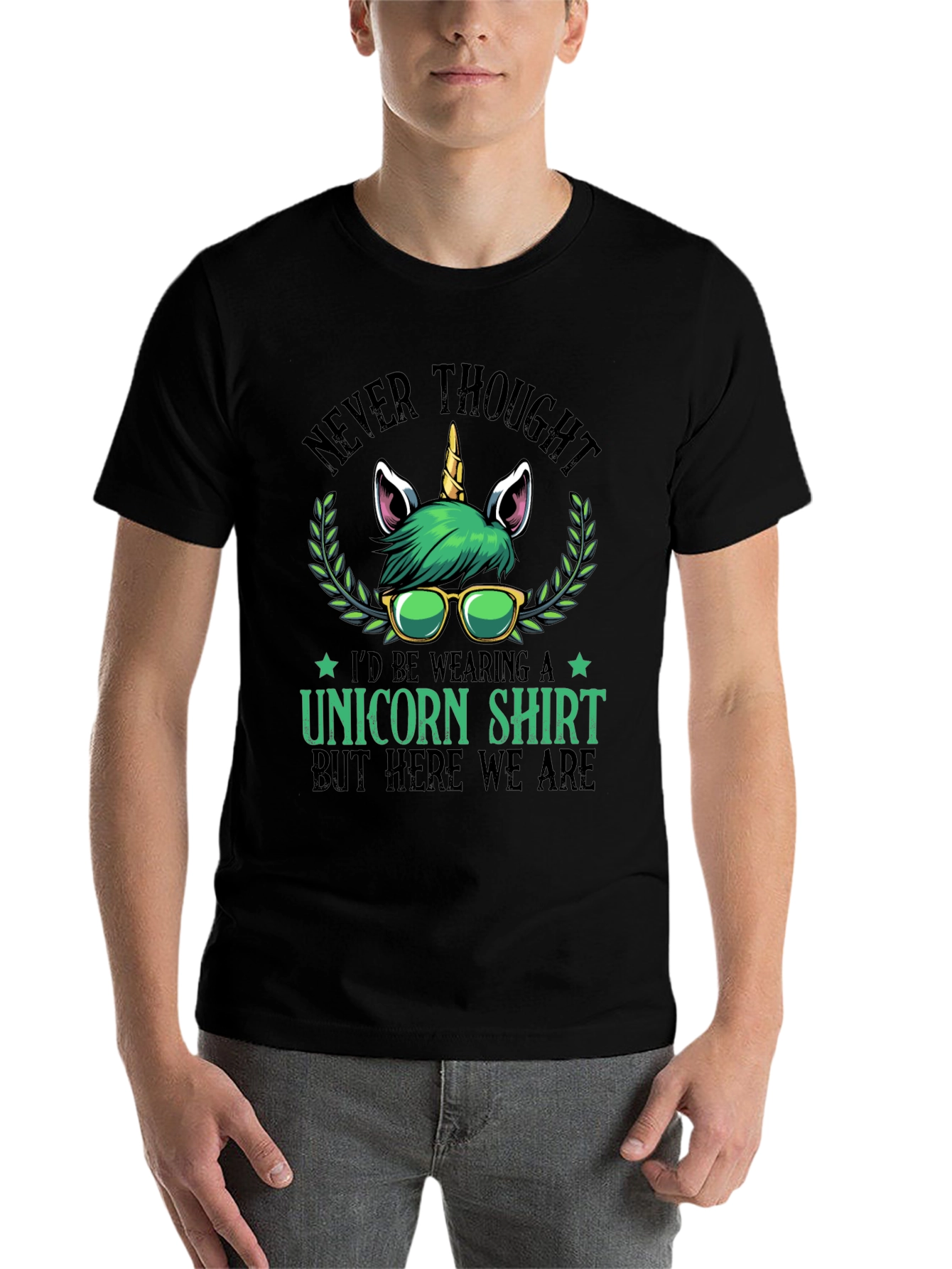 Black Never Thought Unicorn Shirt view 7