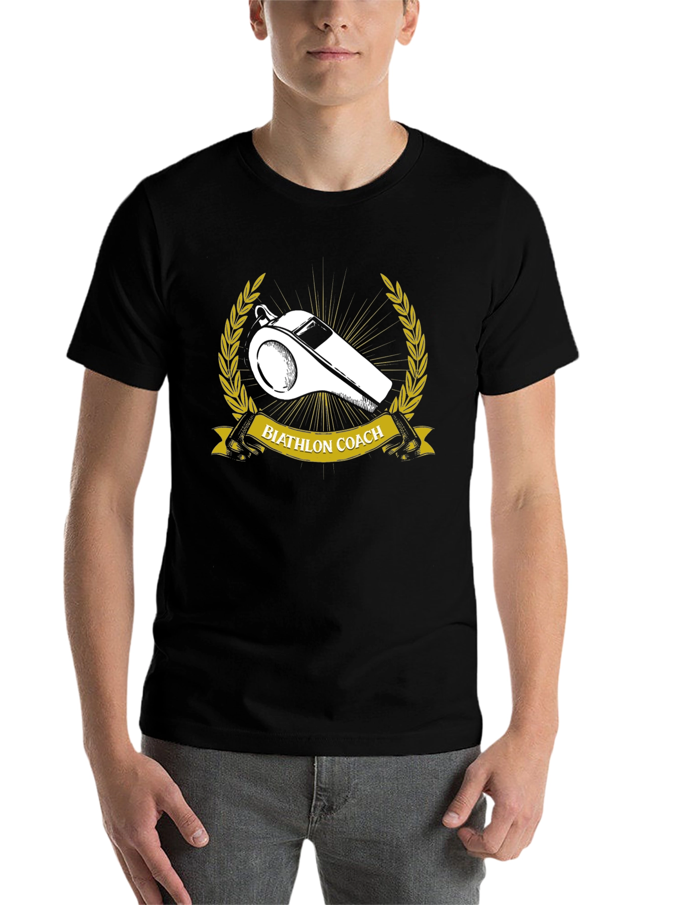 Black Biathlon Coach T-Shirt - Whistle Graphic Tee view 7