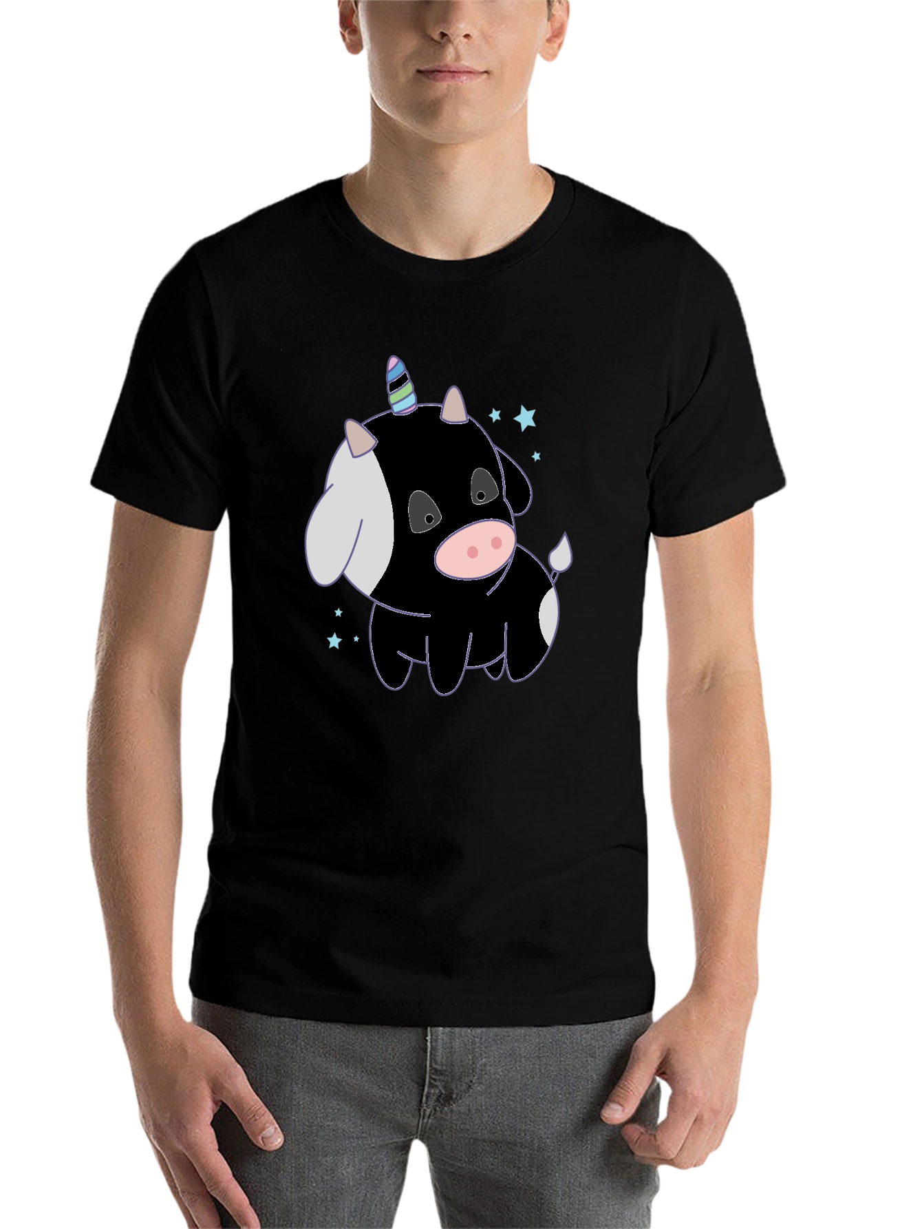 Black Unicorn Cow T-Shirt - Whimsical & Fun! view 7