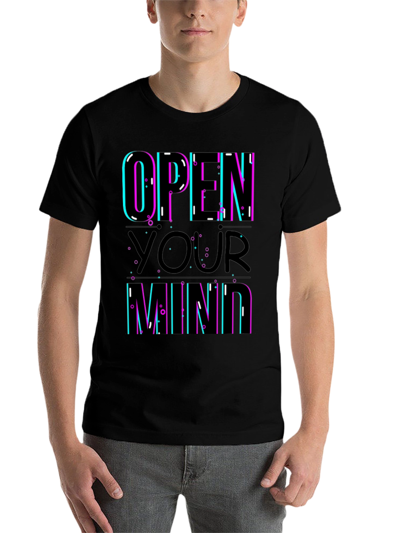 Black Open Your Mind Graphic T-Shirt - Trendy Design view 7