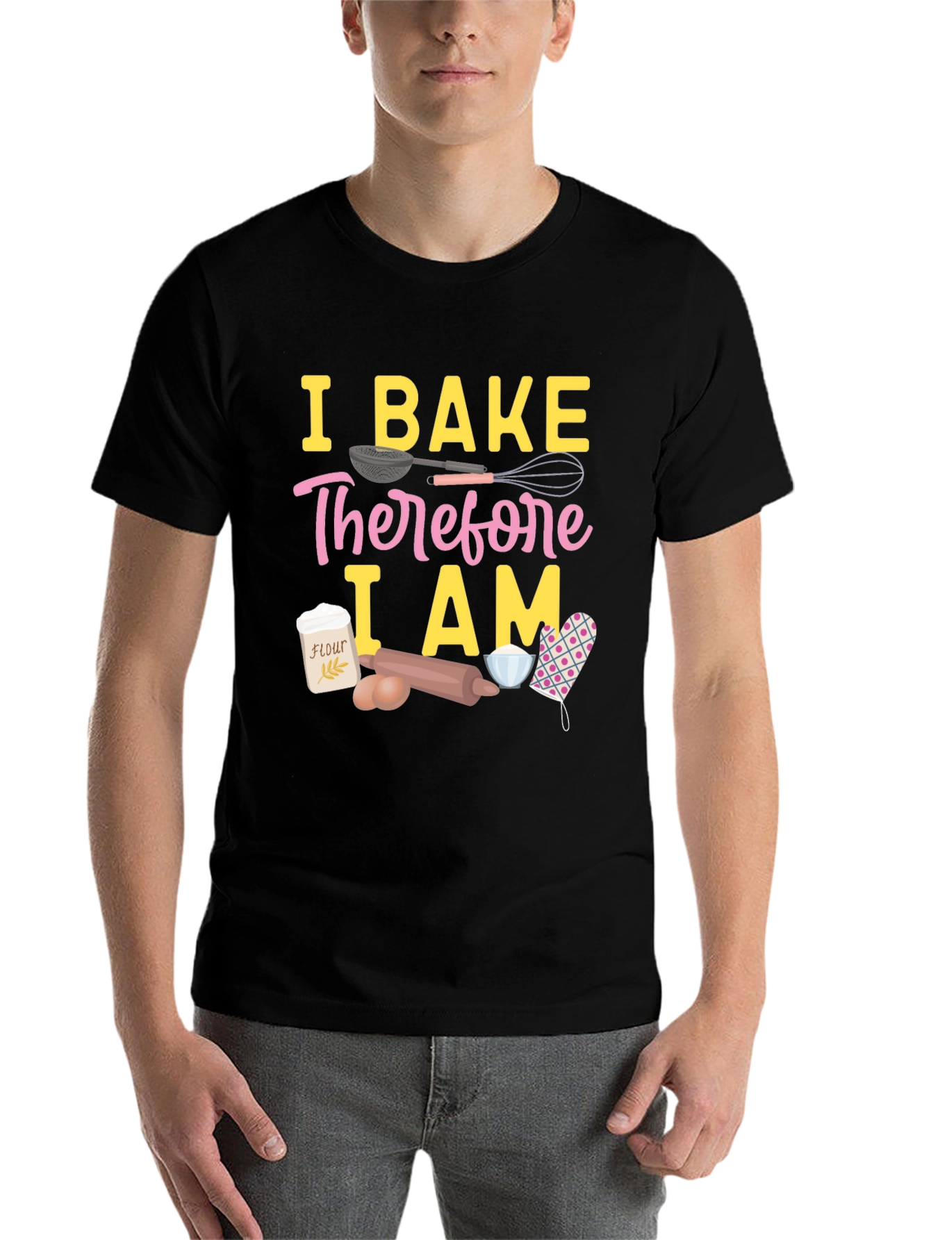 Black I Bake Therefore I Am T-Shirt - Baking Lover Tee view 7