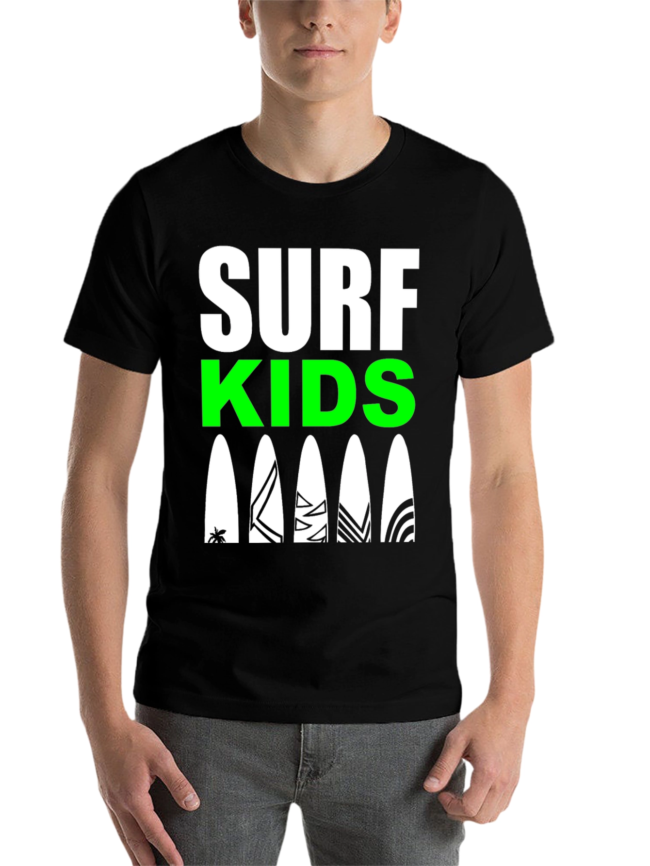 Black Surf Kids Graphic Tee - Black Cotton Surfboard Design view 7
