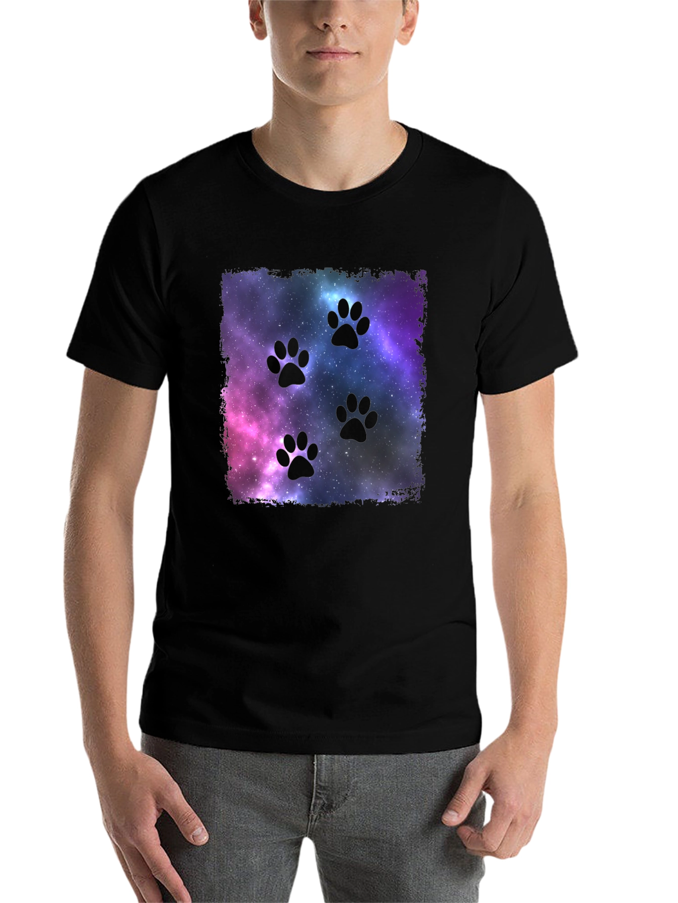Black Galaxy Paw Print T-Shirt view 7