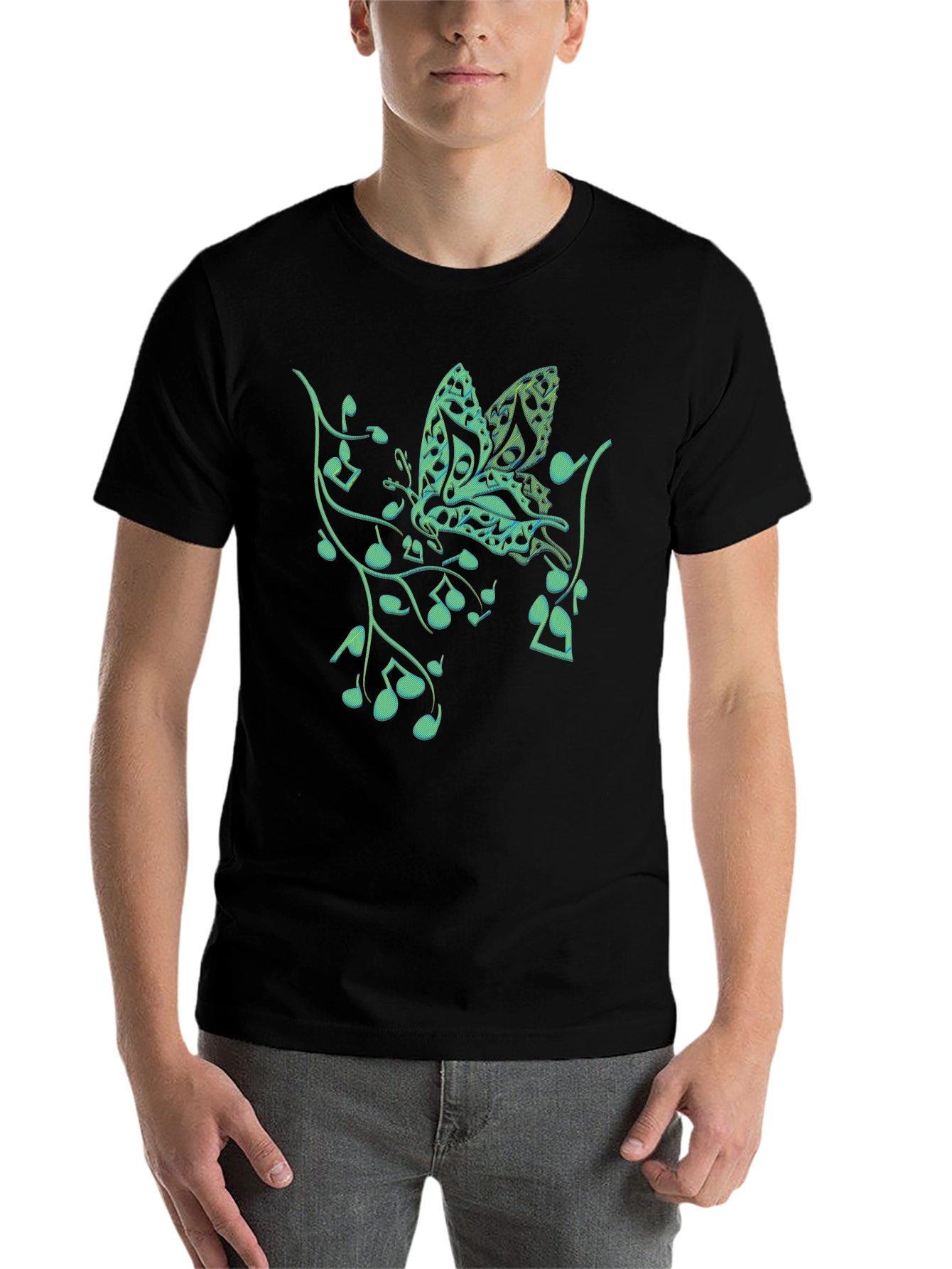 Black Music Butterfly Graphic T-Shirt view 7