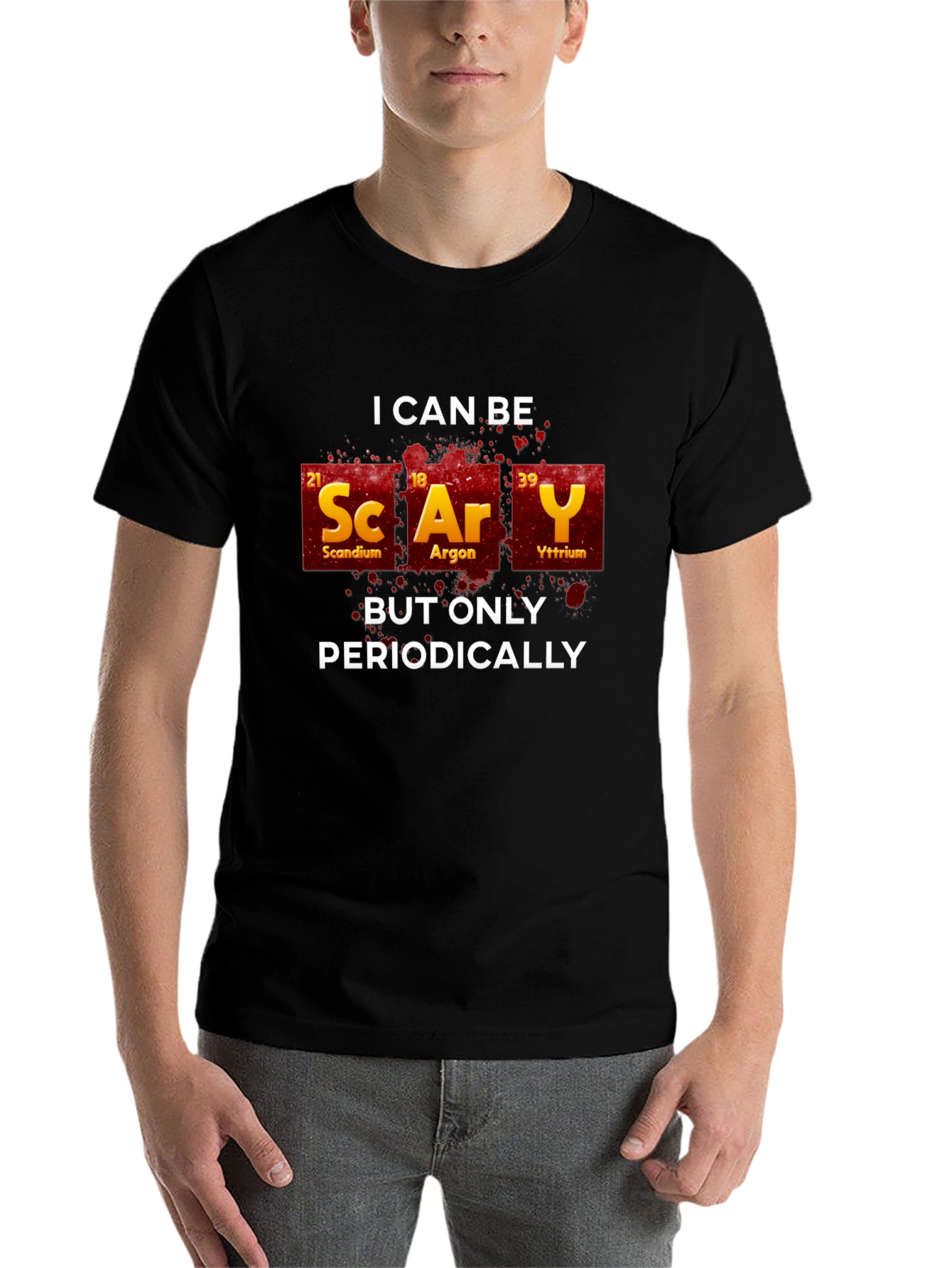Black Scary Periodic Table T-Shirt view 7