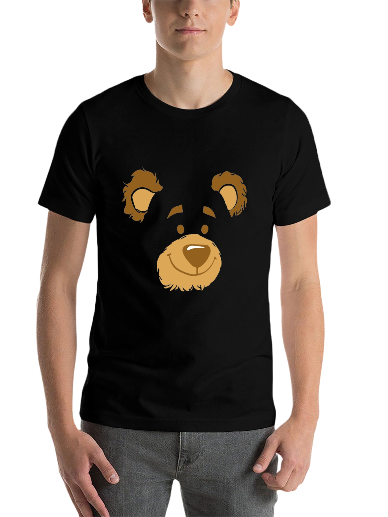 Black Black T-Shirt with Bear Face Graphic view 7