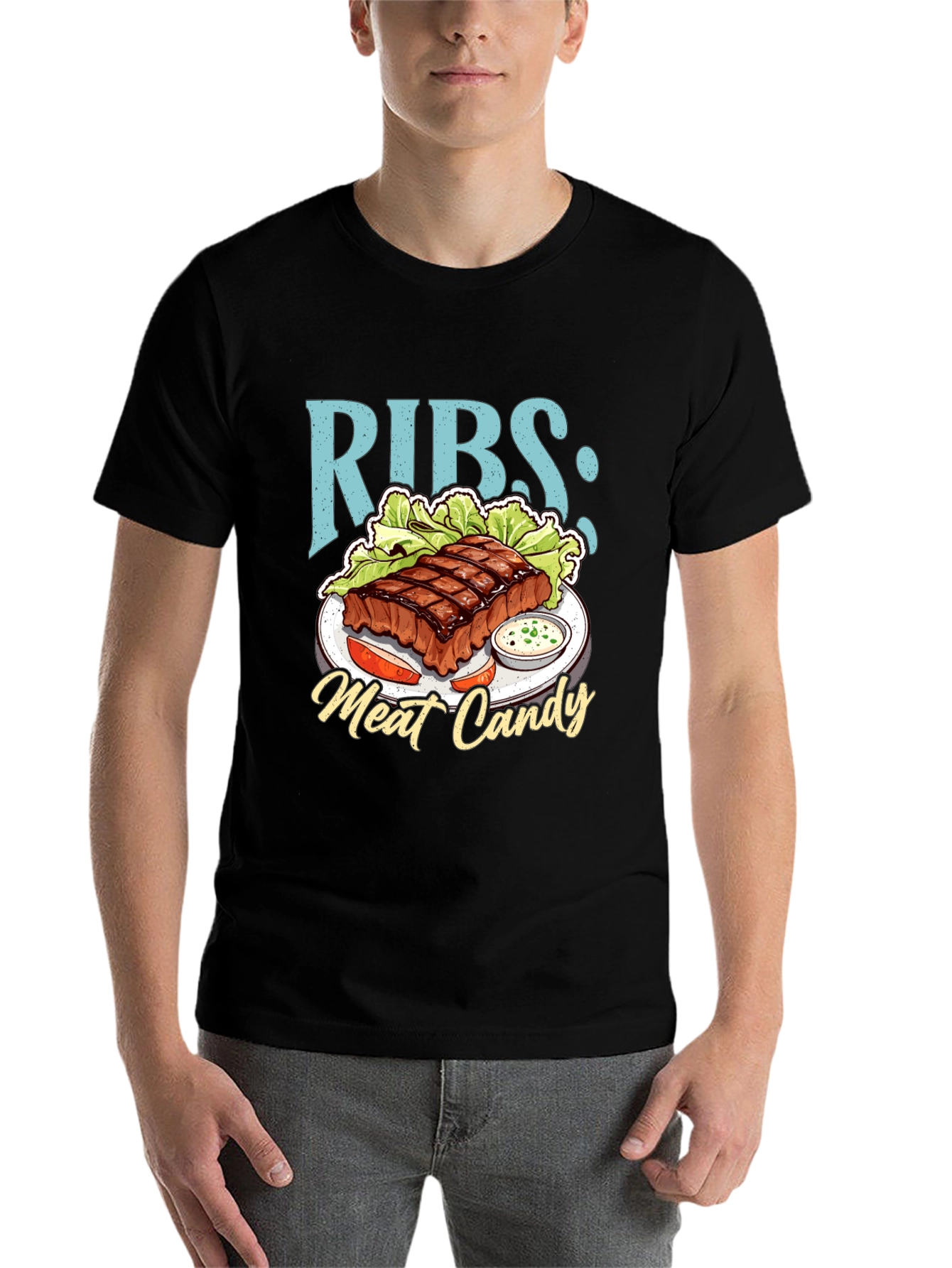 Black RIBS: Meat Candy T-Shirt - BBQ Lover Tee view 7