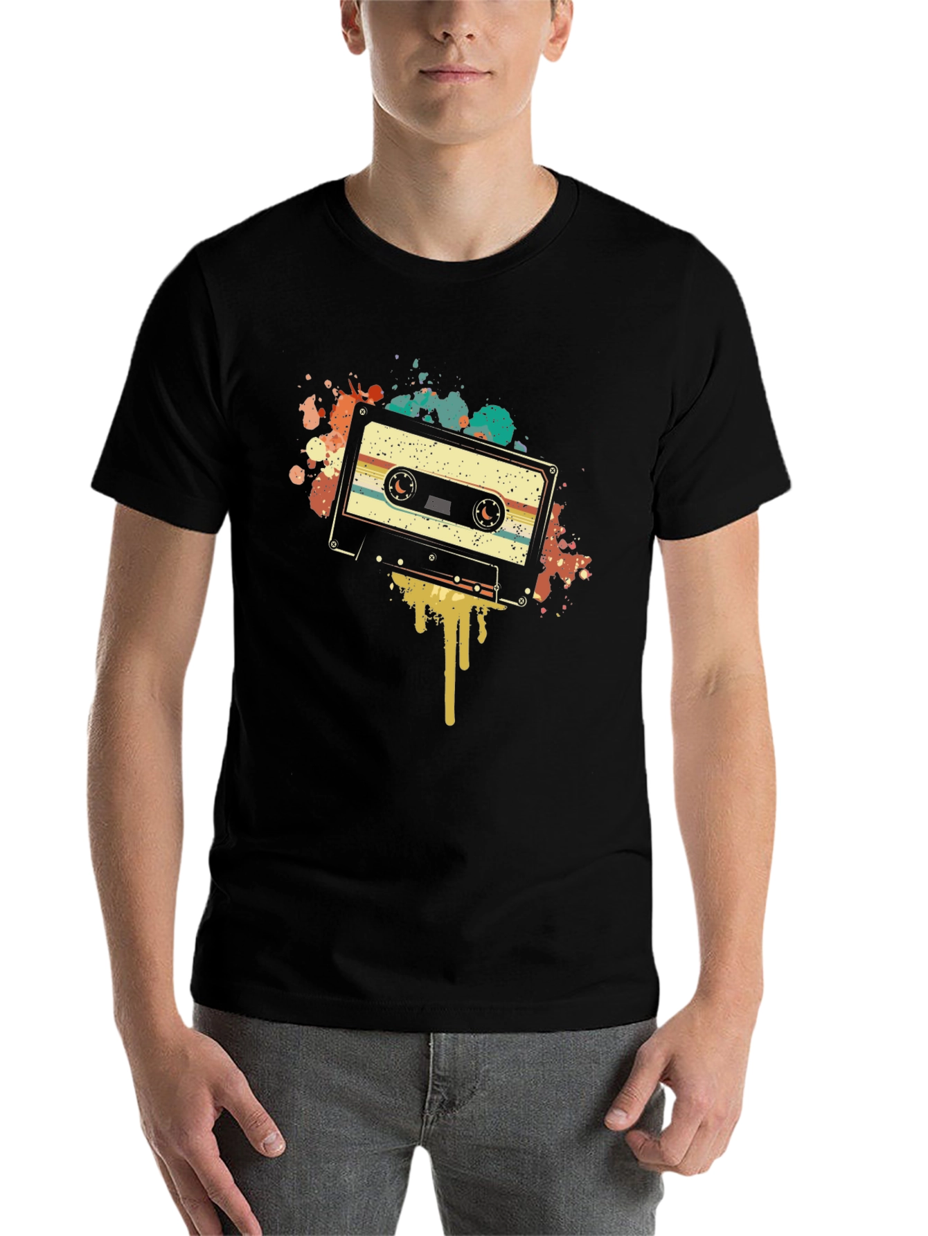 Black Retro Cassette Tape Graphic Tee view 7
