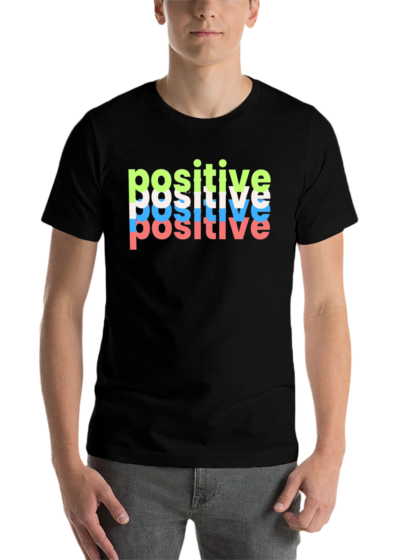 Black Positive Vibes Black T-Shirt view 7