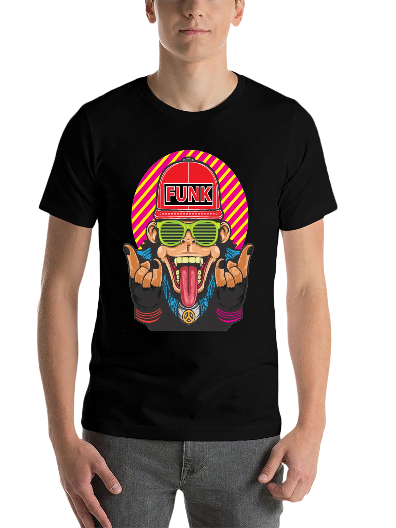 Black Funky Monkey Graphic T-Shirt - Retro Style view 7