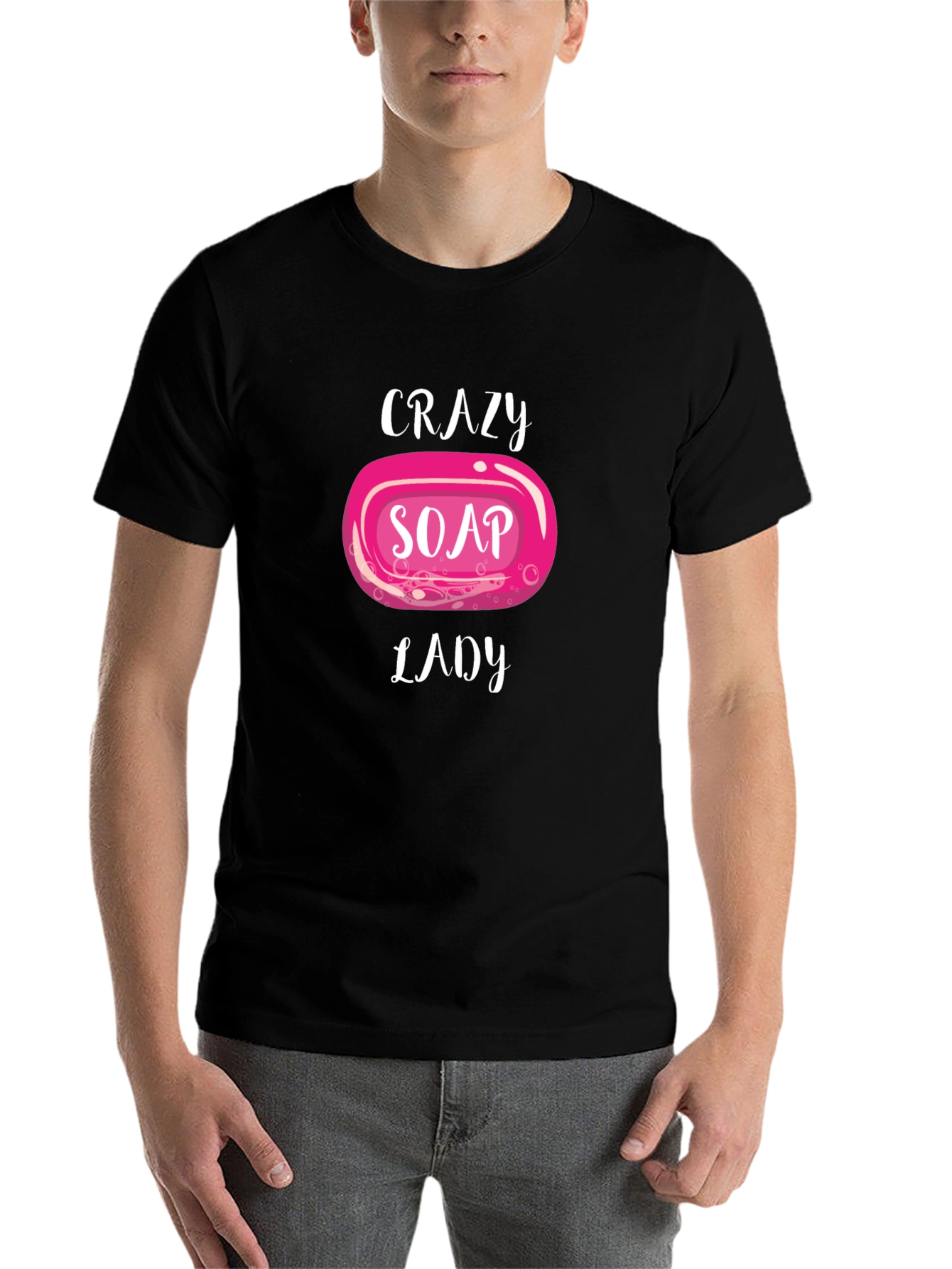 Black Crazy Soap Lady Black T-Shirt view 7