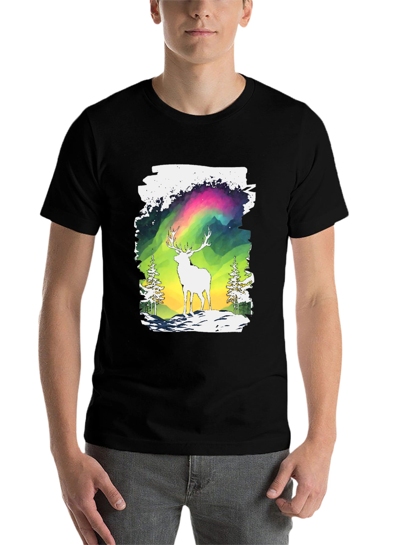 Black Deer Aurora Graphic T-Shirt view 7