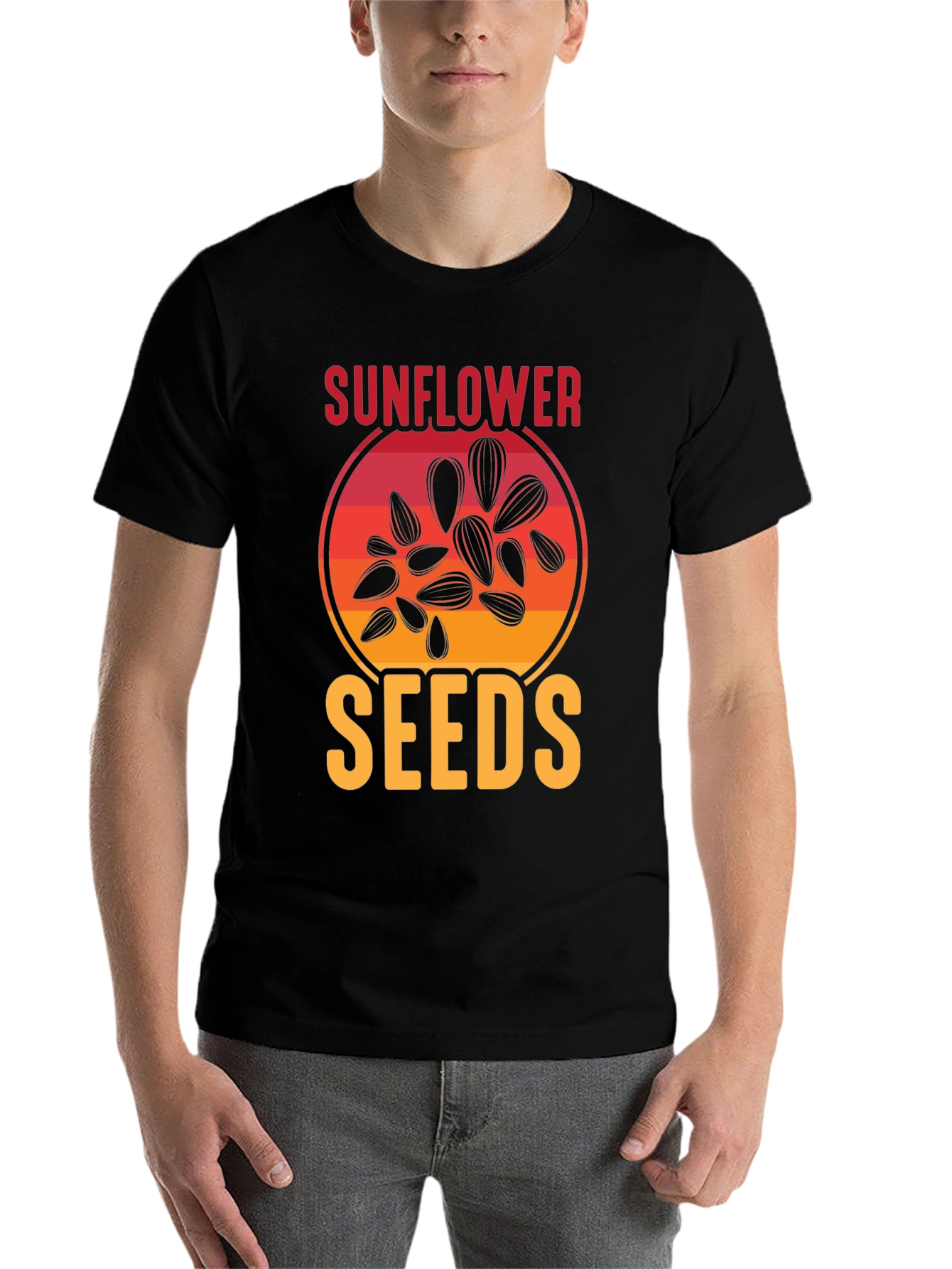 Black Sunflower Seeds Graphic Tee - Unisex Black T-Shirt view 7
