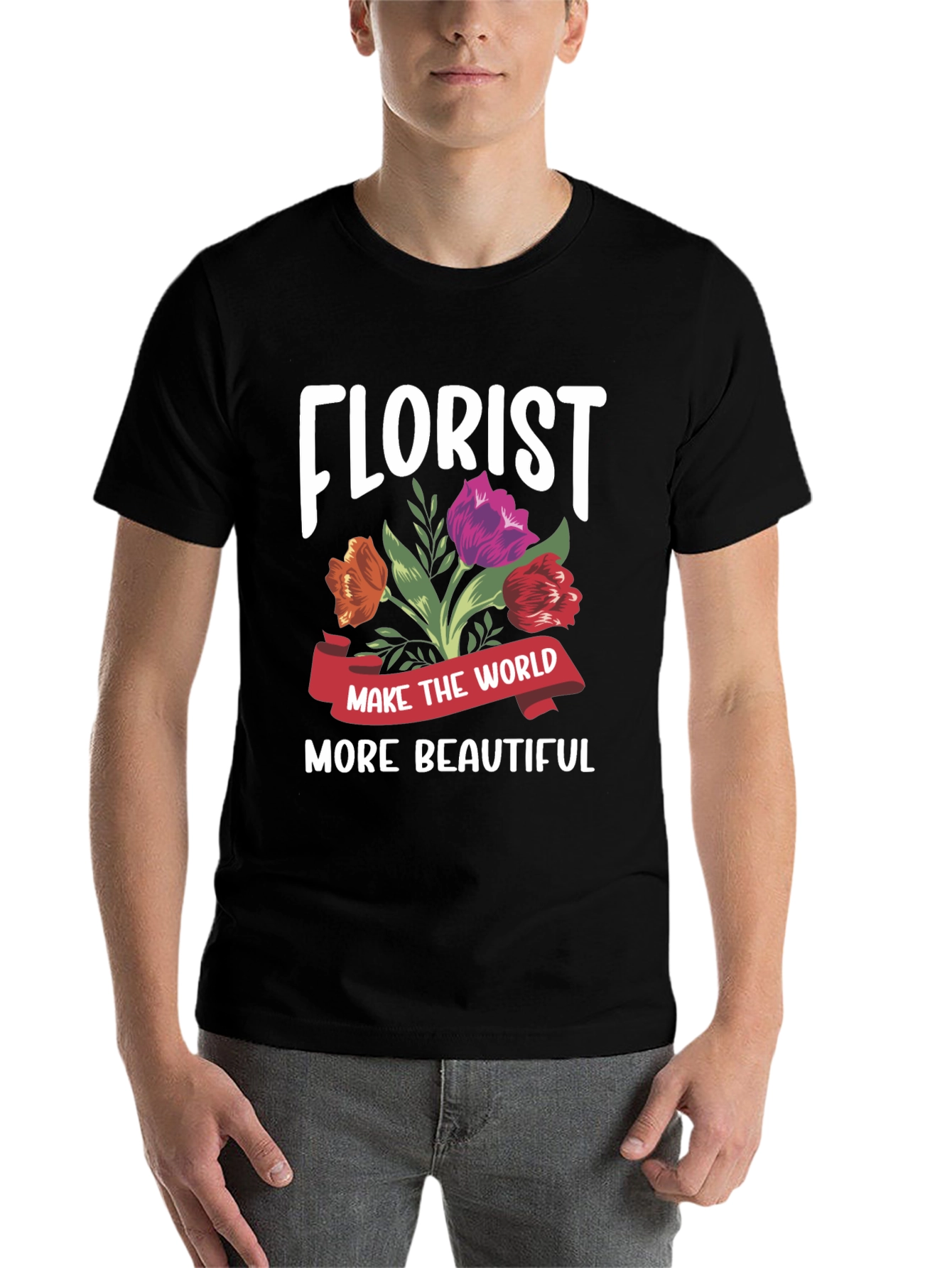 Black Florist T-Shirt - Make the World More Beautiful view 7