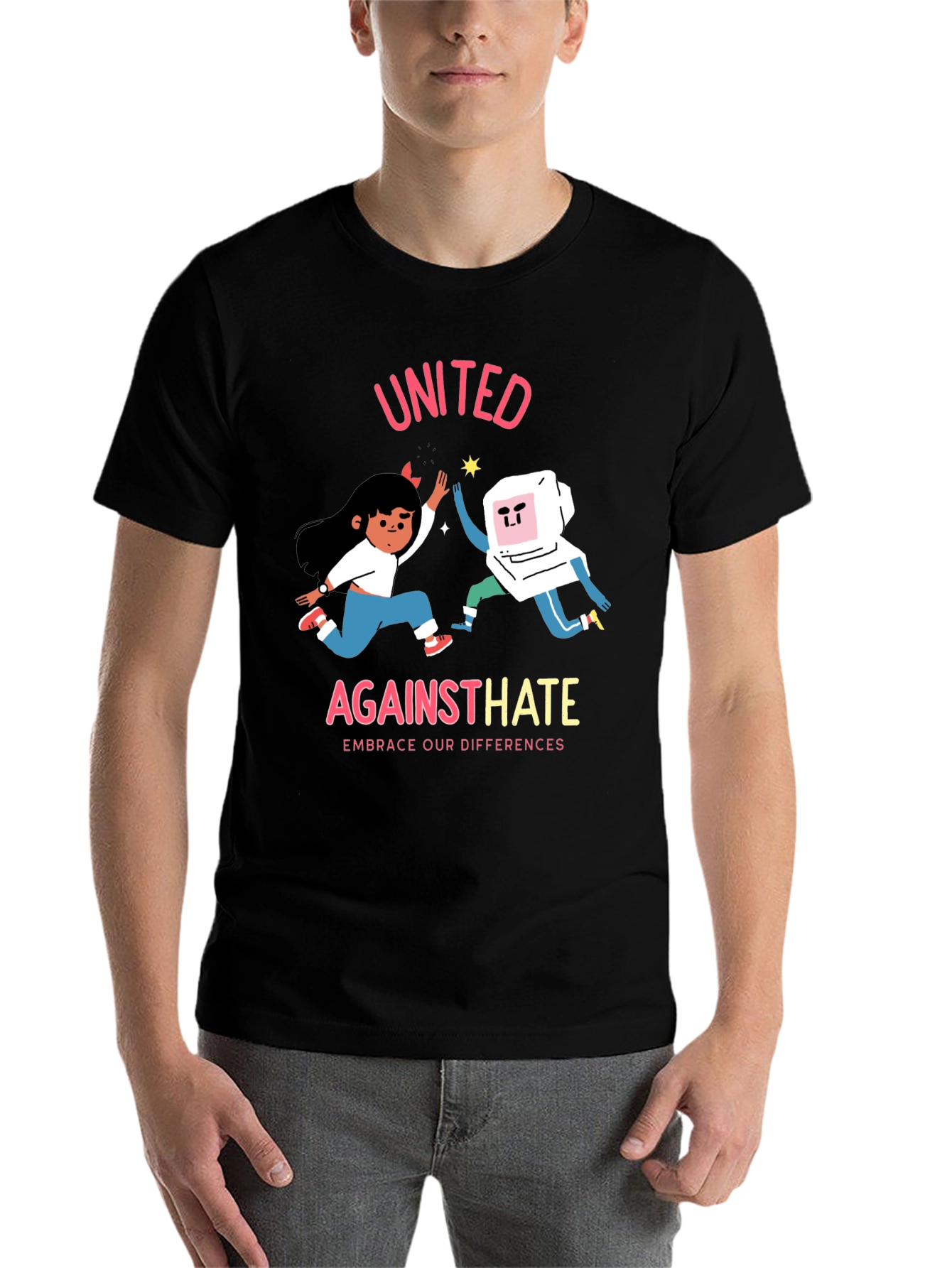 Black United Against Hate Graphic T-Shirt view 7
