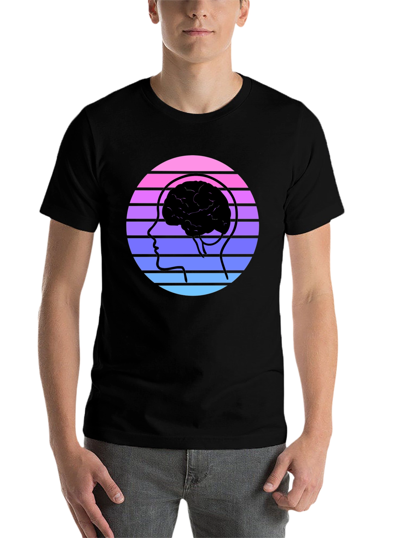 Black Retro Brain Graphic Tee - Black view 7