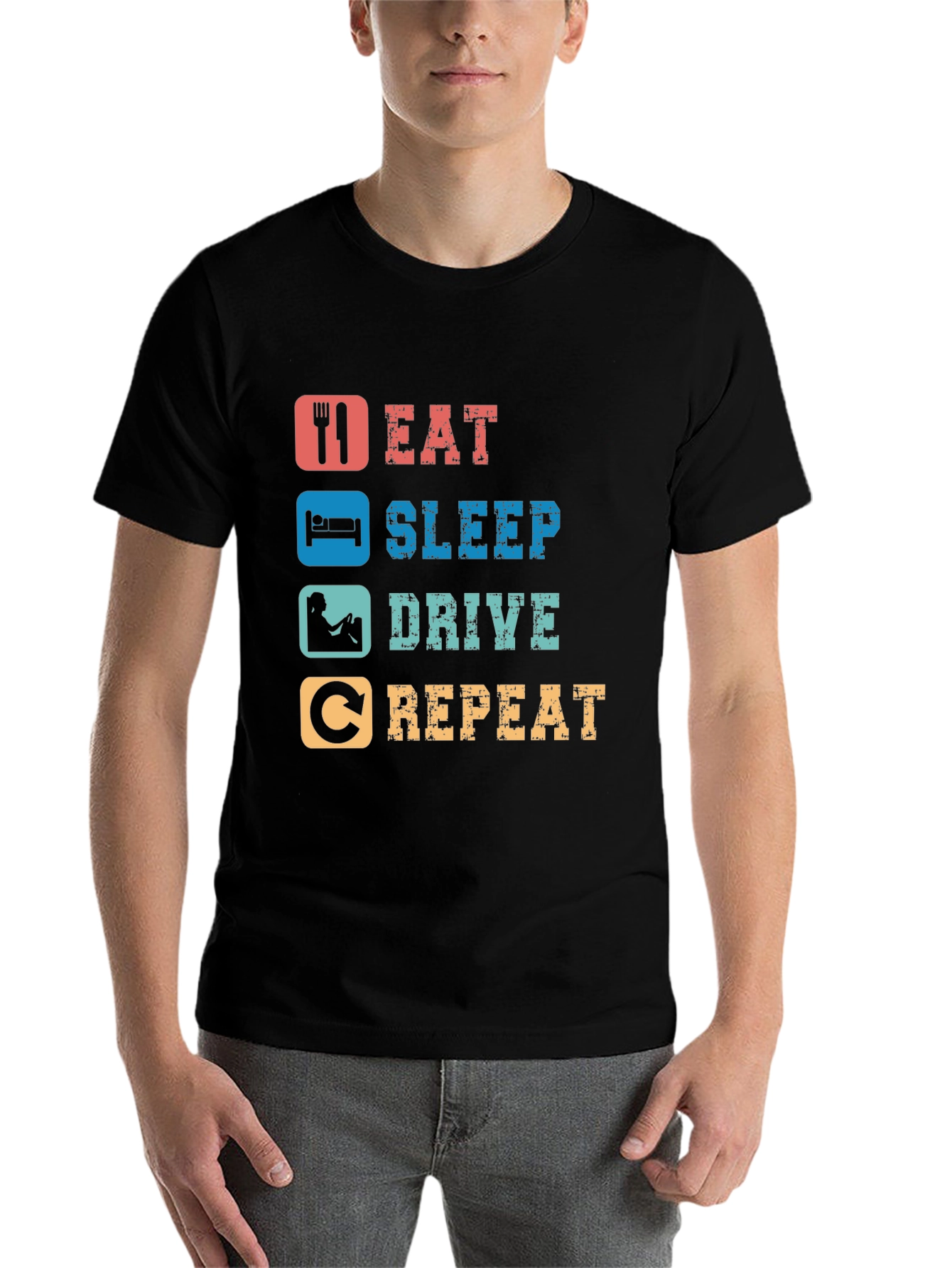 Black Eat Sleep Drive Repeat T-Shirt view 7