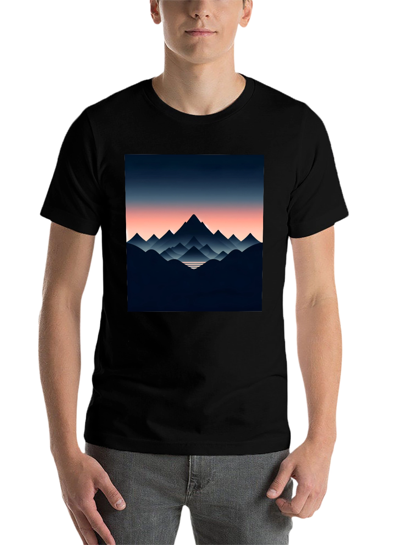 Black Mountain Range Graphic Tee - Stylish Men's Black T-Shirt view 7