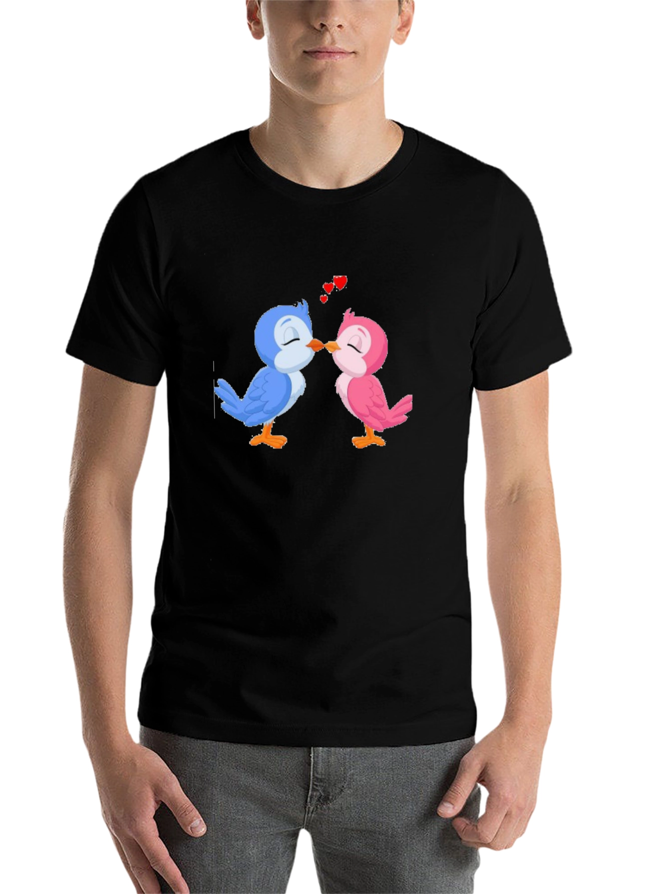Black Cute Bird Lovers T-Shirt view 7