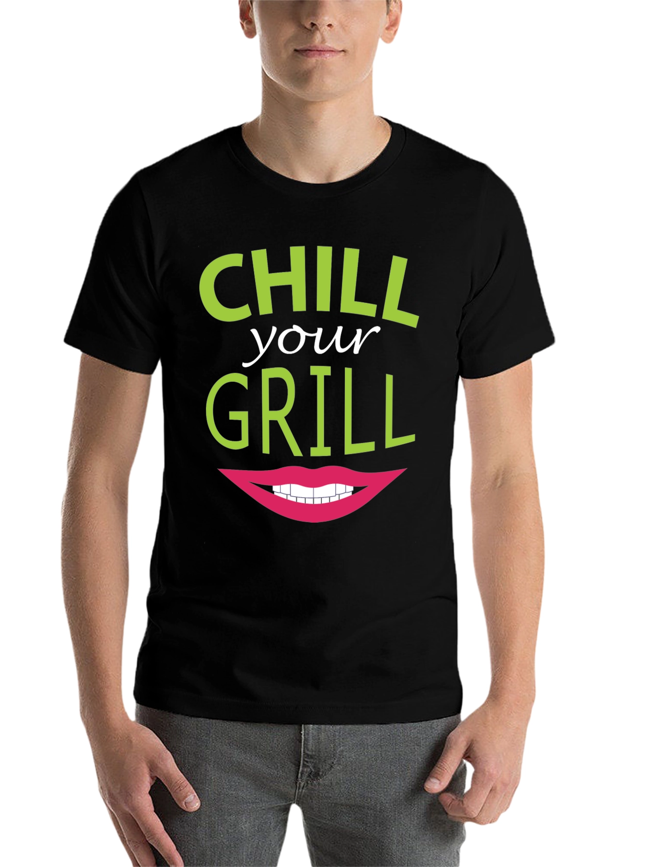 Black Chill Your Grill Funny Graphic T-Shirt view 7