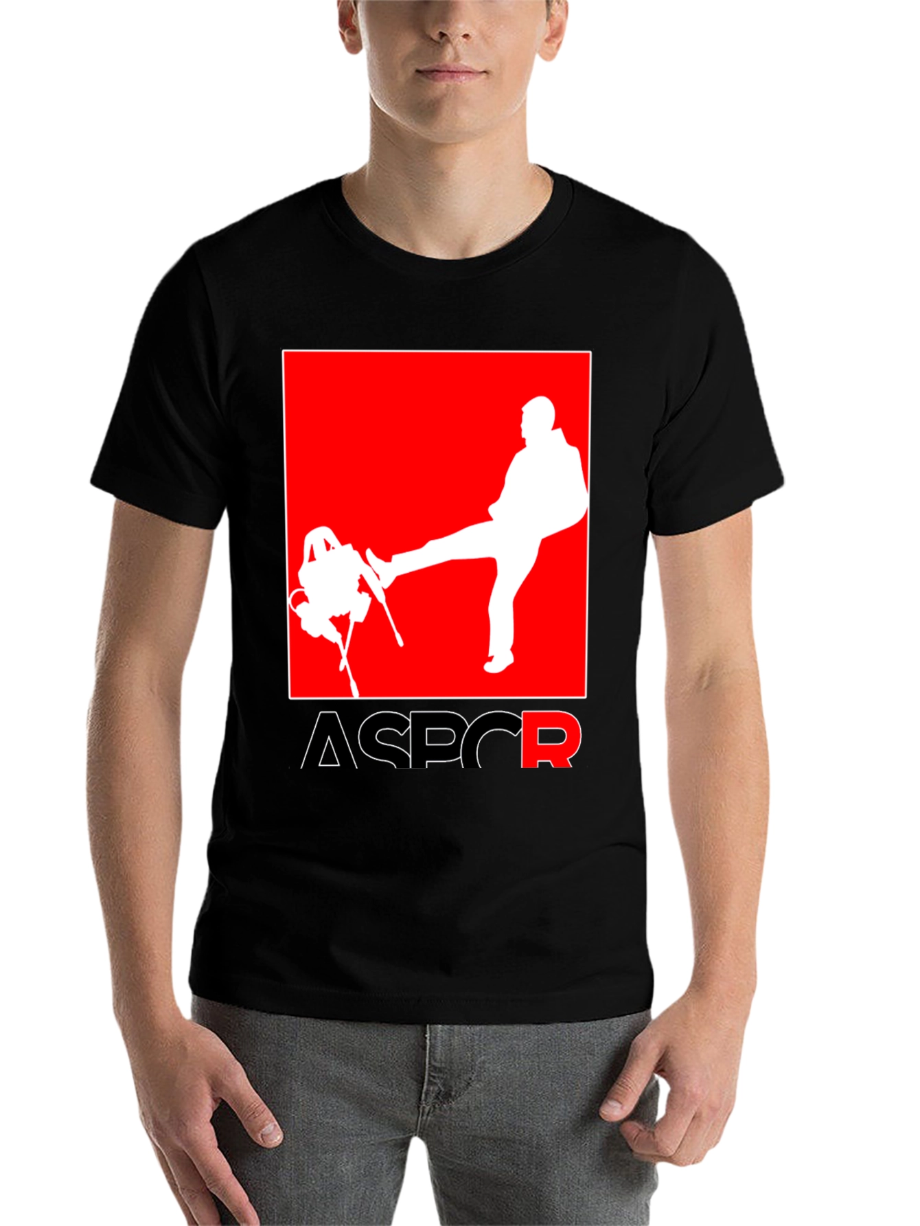 Black ASPCR Graphic Tee - Novelty Humor T-Shirt view 7