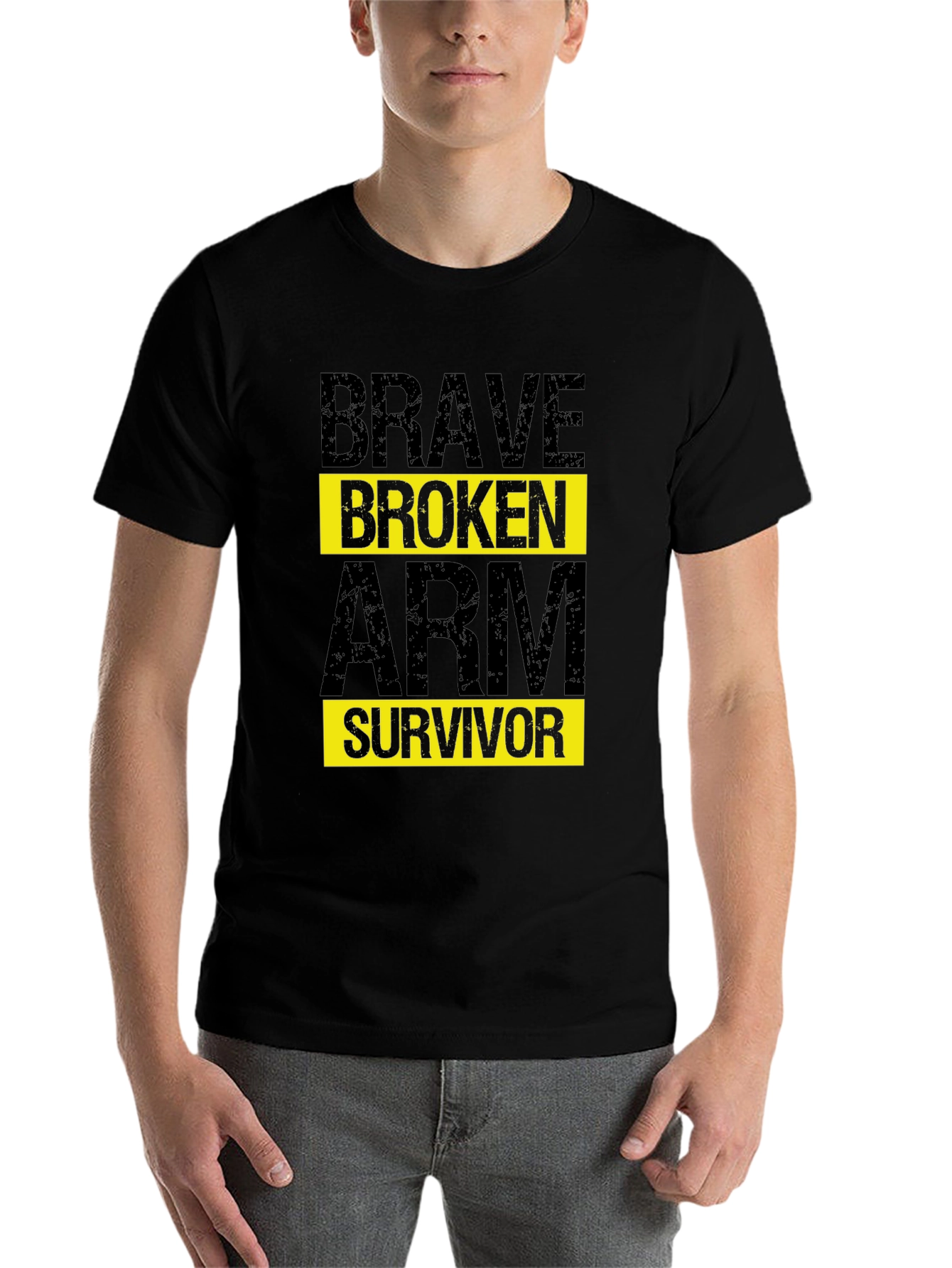 Black Brave Broken Arm Survivor T-Shirt - Black Graphic Tee view 7