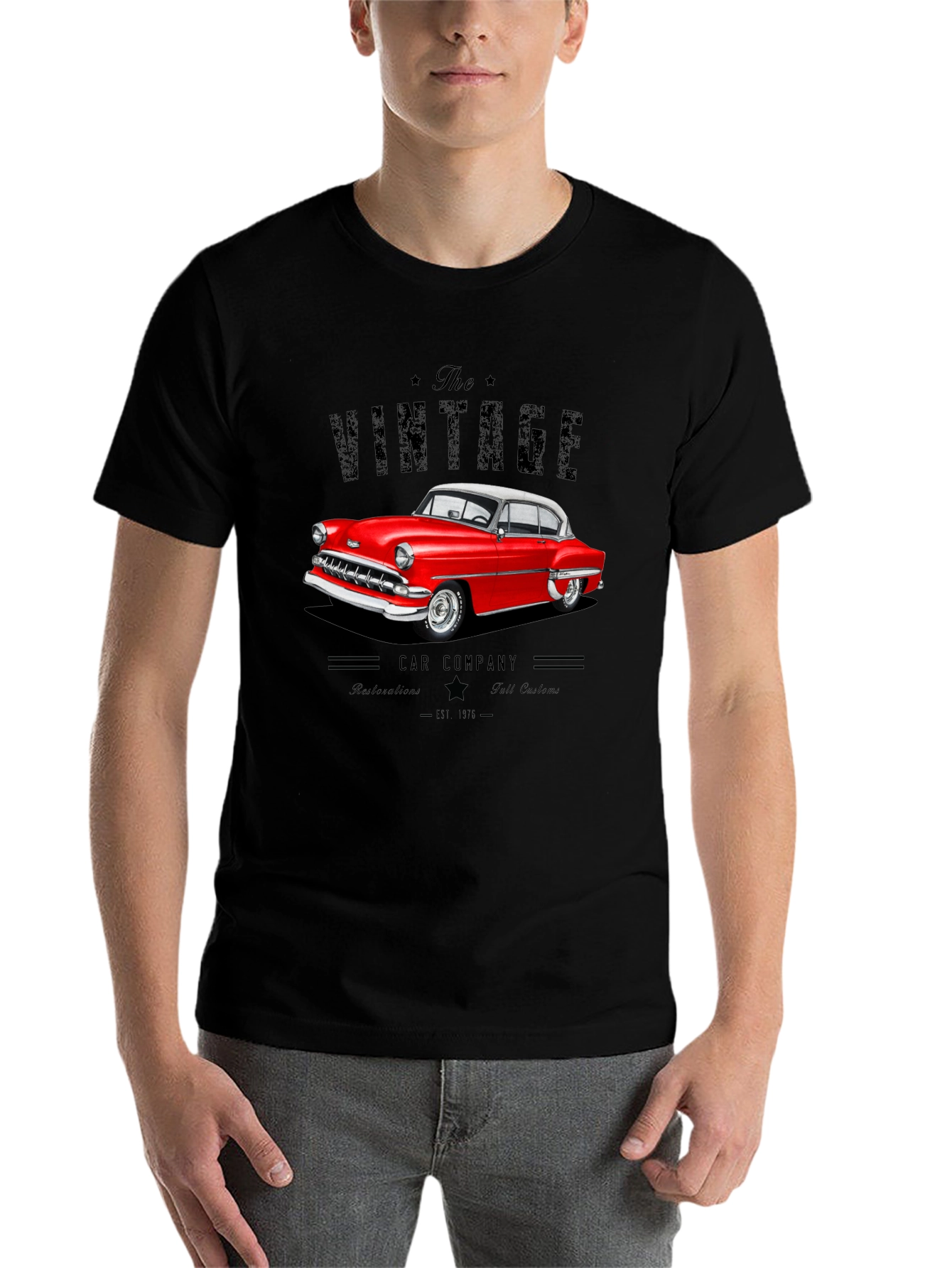 Black Vintage Car Company Black T-Shirt view 7
