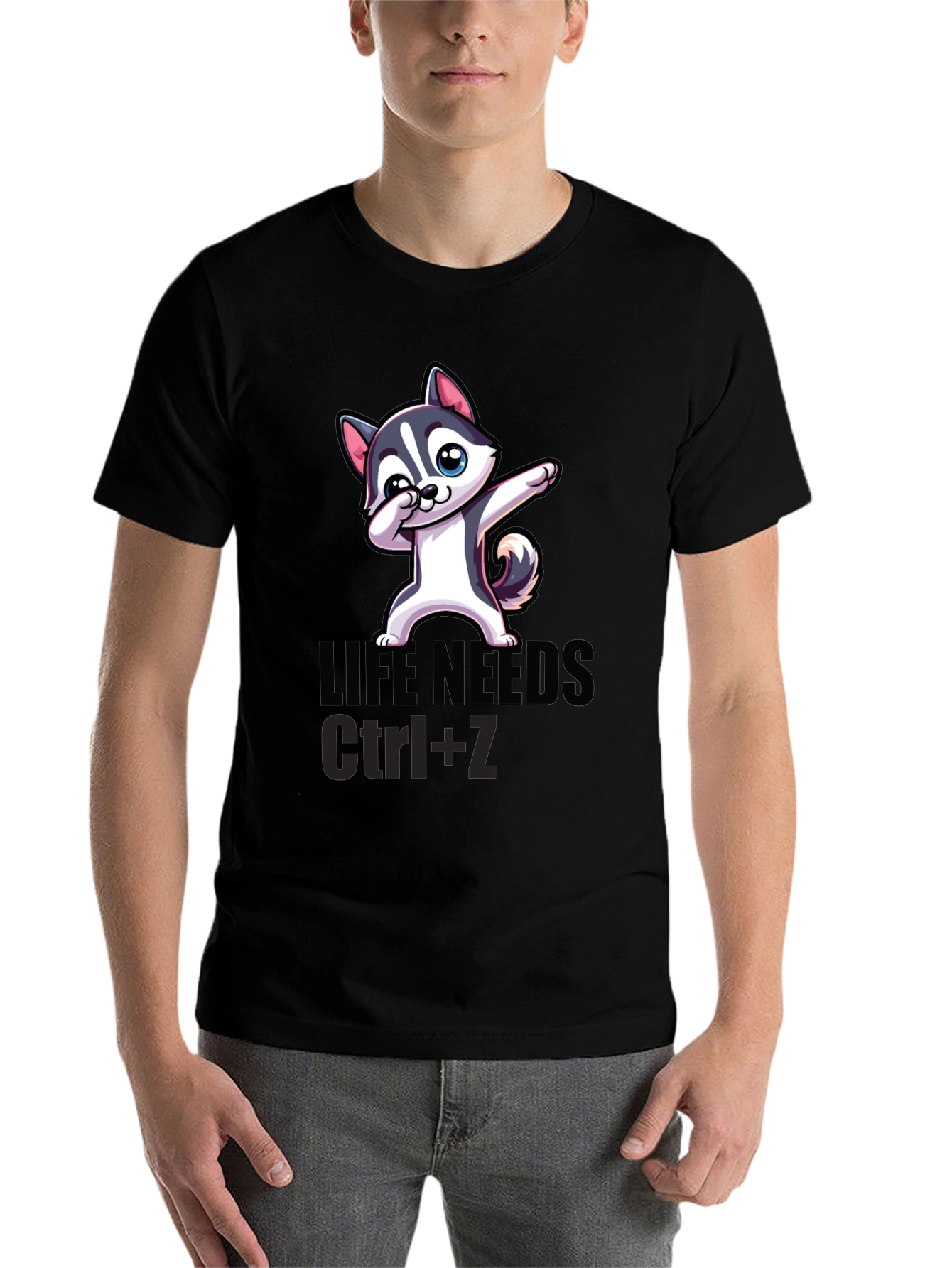 Black Life Needs Ctrl+Z T-Shirt, Cartoon Dog Dab view 7