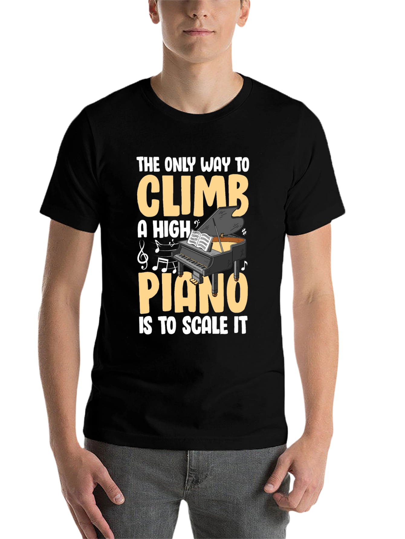 Black Piano Scale T-Shirt - Musical Pun Tee view 7