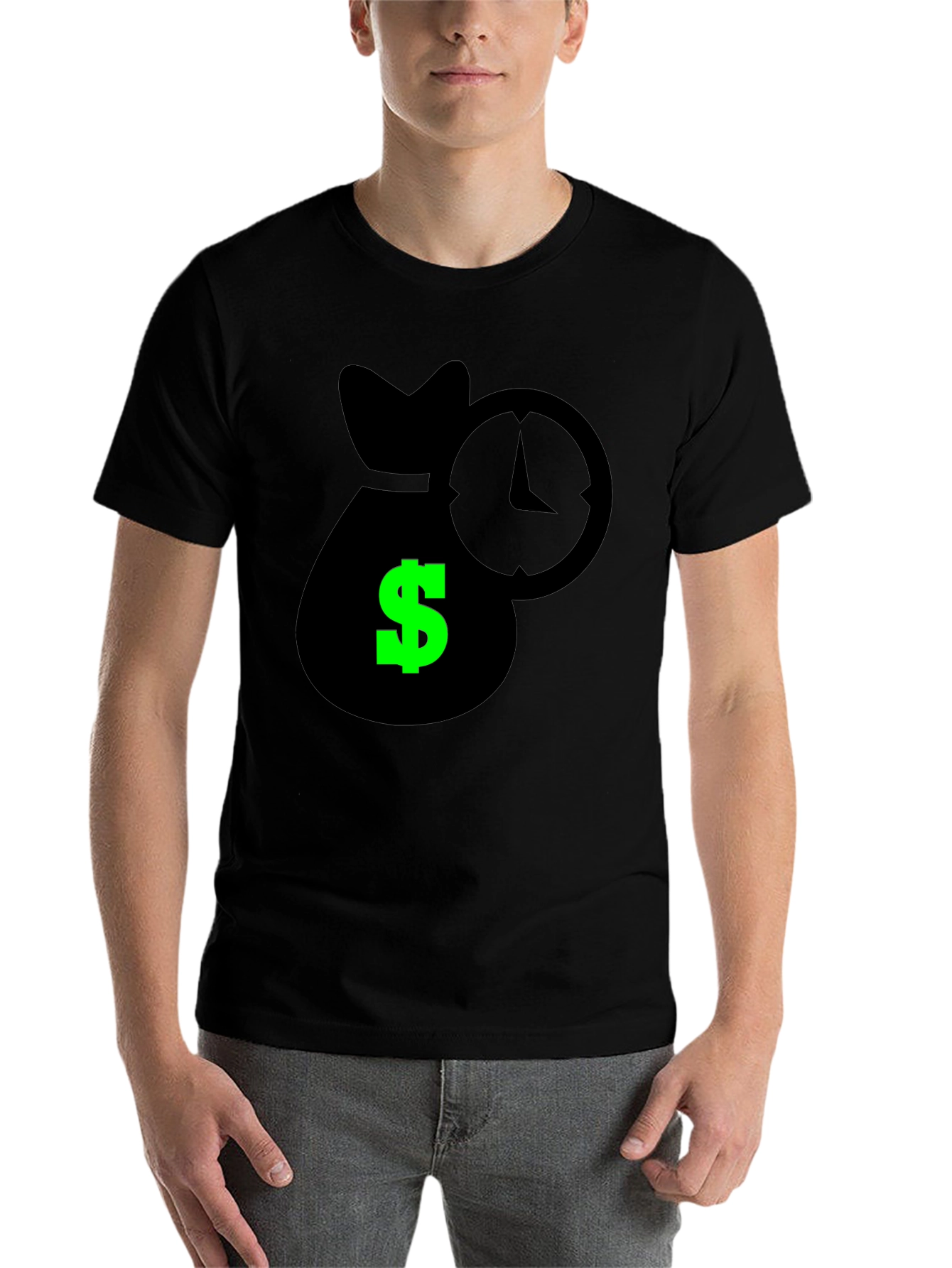 Black Time is Money Graphic Tee - Black Cotton Shirt view 7