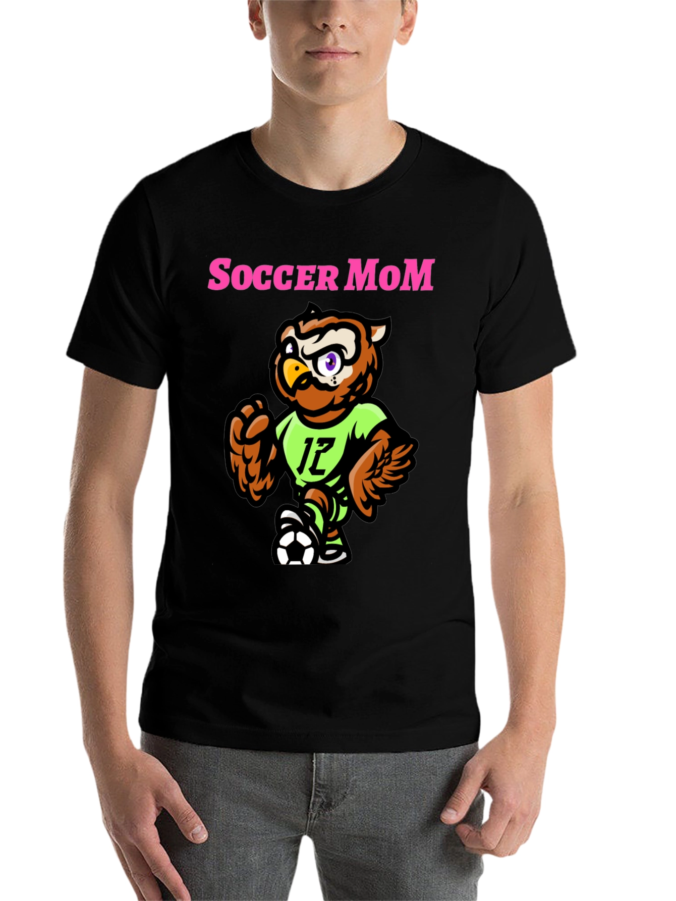 Black Soccer Mom Owl T-Shirt - Sporty Graphic Tee view 7