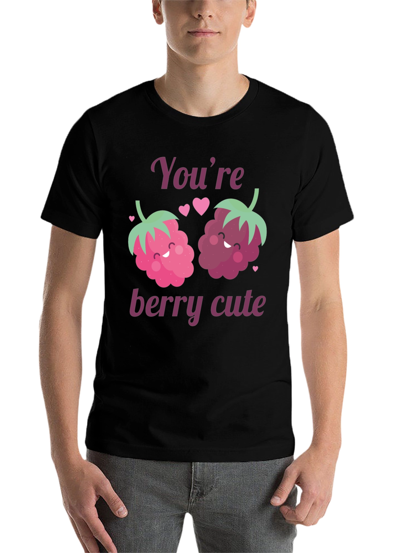 Black You're Berry Cute Graphic Tee view 7