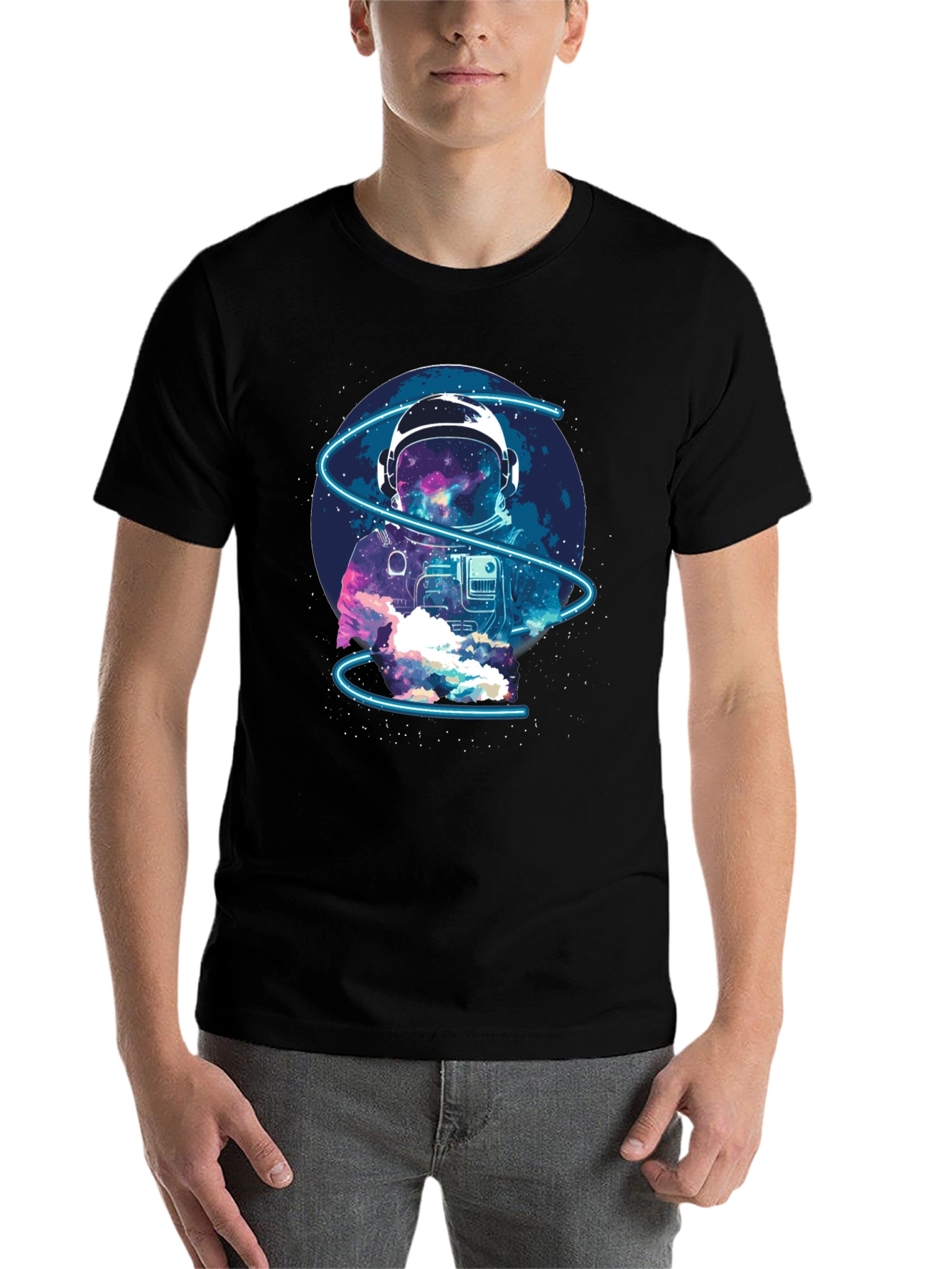 Black Astronaut Space Graphic T-Shirt view 7