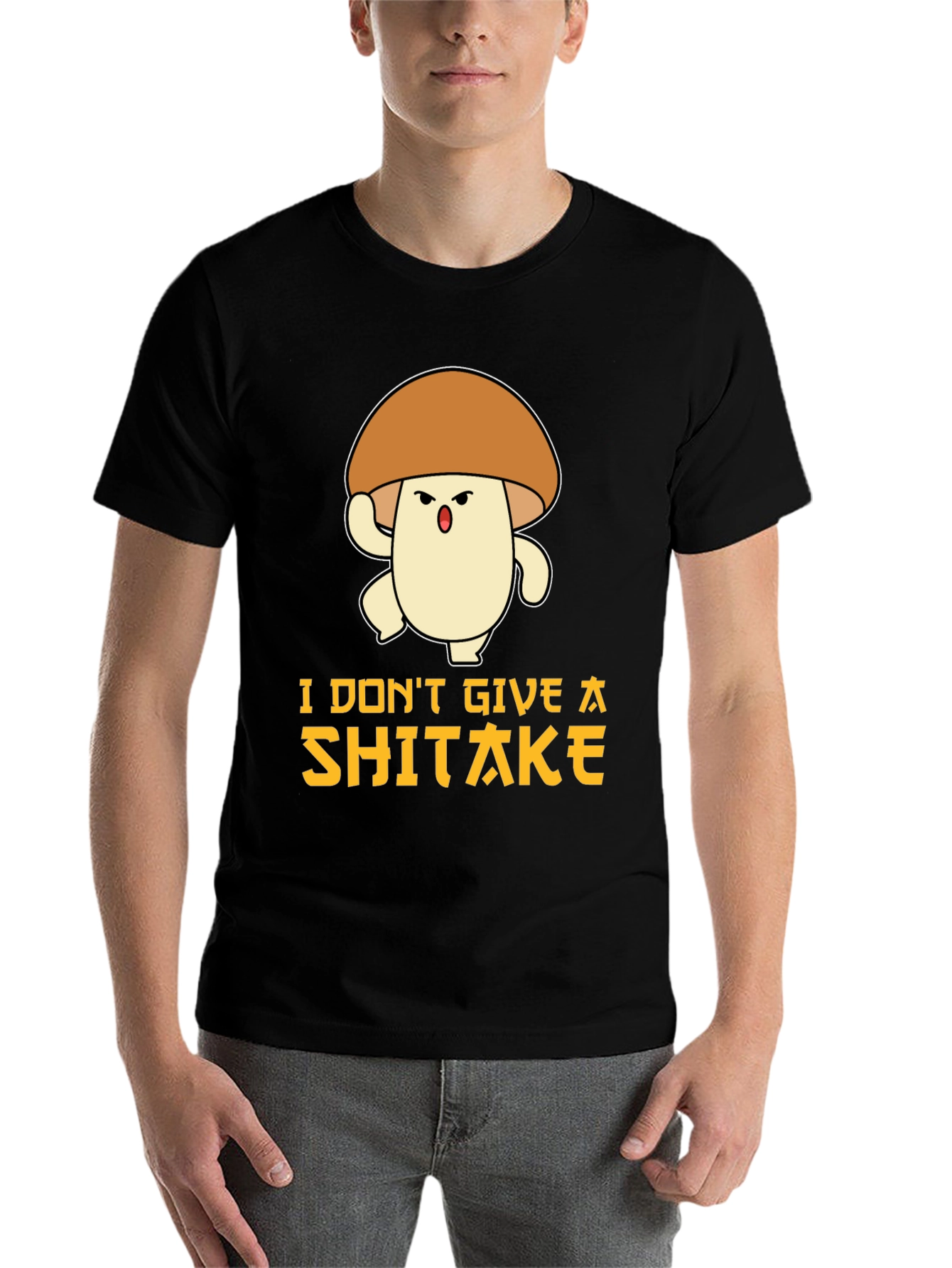 Black Funny Mushroom T-Shirt: I Don't Give A Shiitake view 7