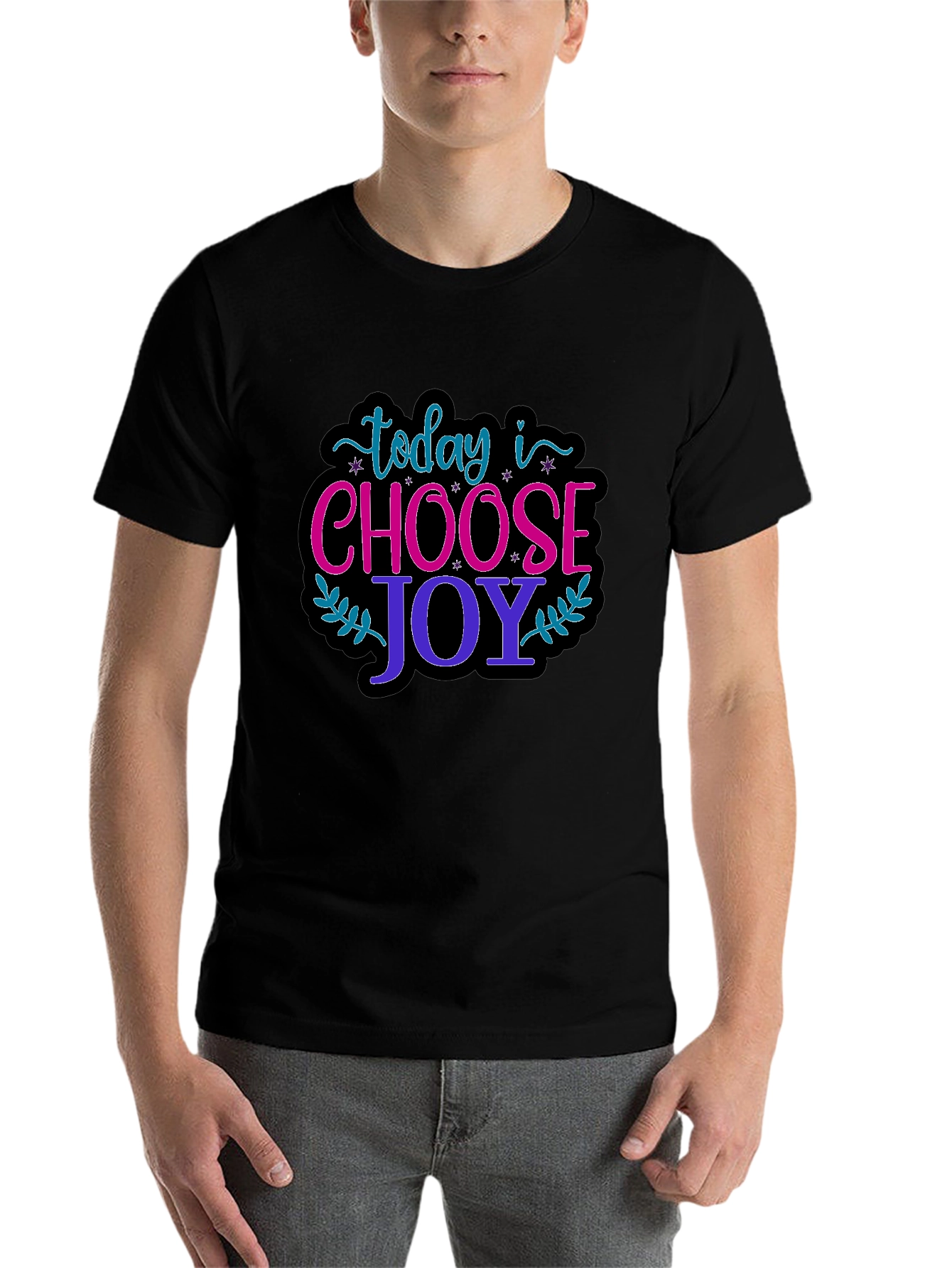 Black Choose Joy Graphic T-Shirt - Positive Vibes Only! view 7