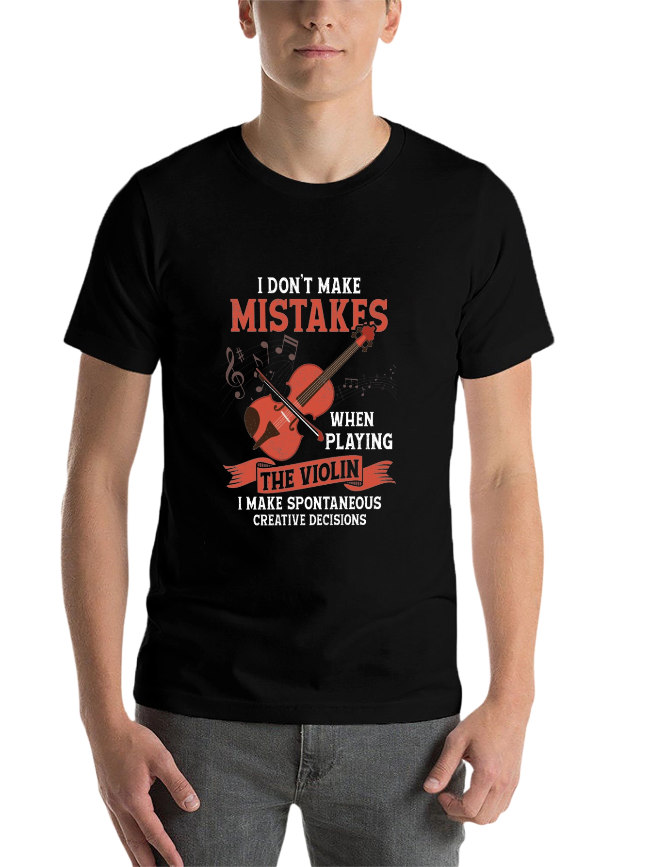 Black Funny Violinist T-Shirt: I Don't Make Mistakes view 7