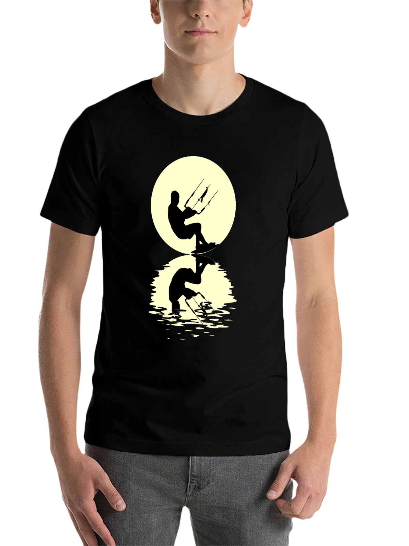 Black Kite Surfer Silhouette Graphic Tee view 7