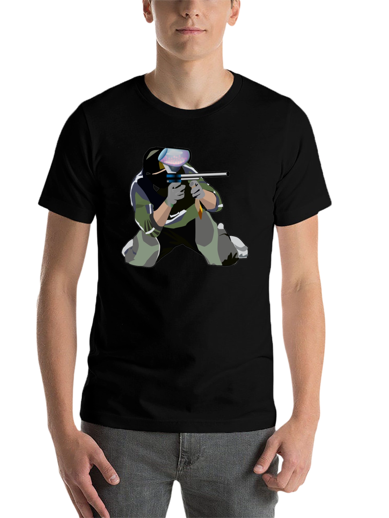Black Paintball Player Graphic T-Shirt view 7
