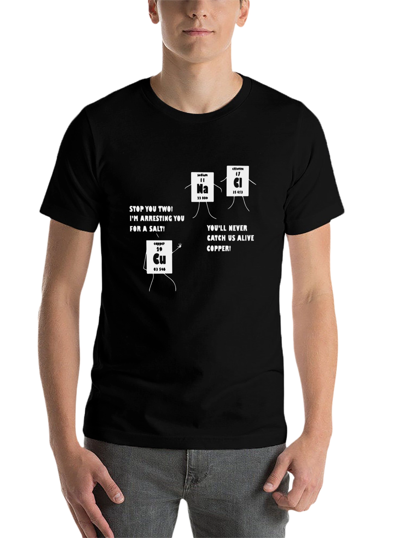 Black Funny Chemistry T-Shirt - Arresting Salt Design view 7