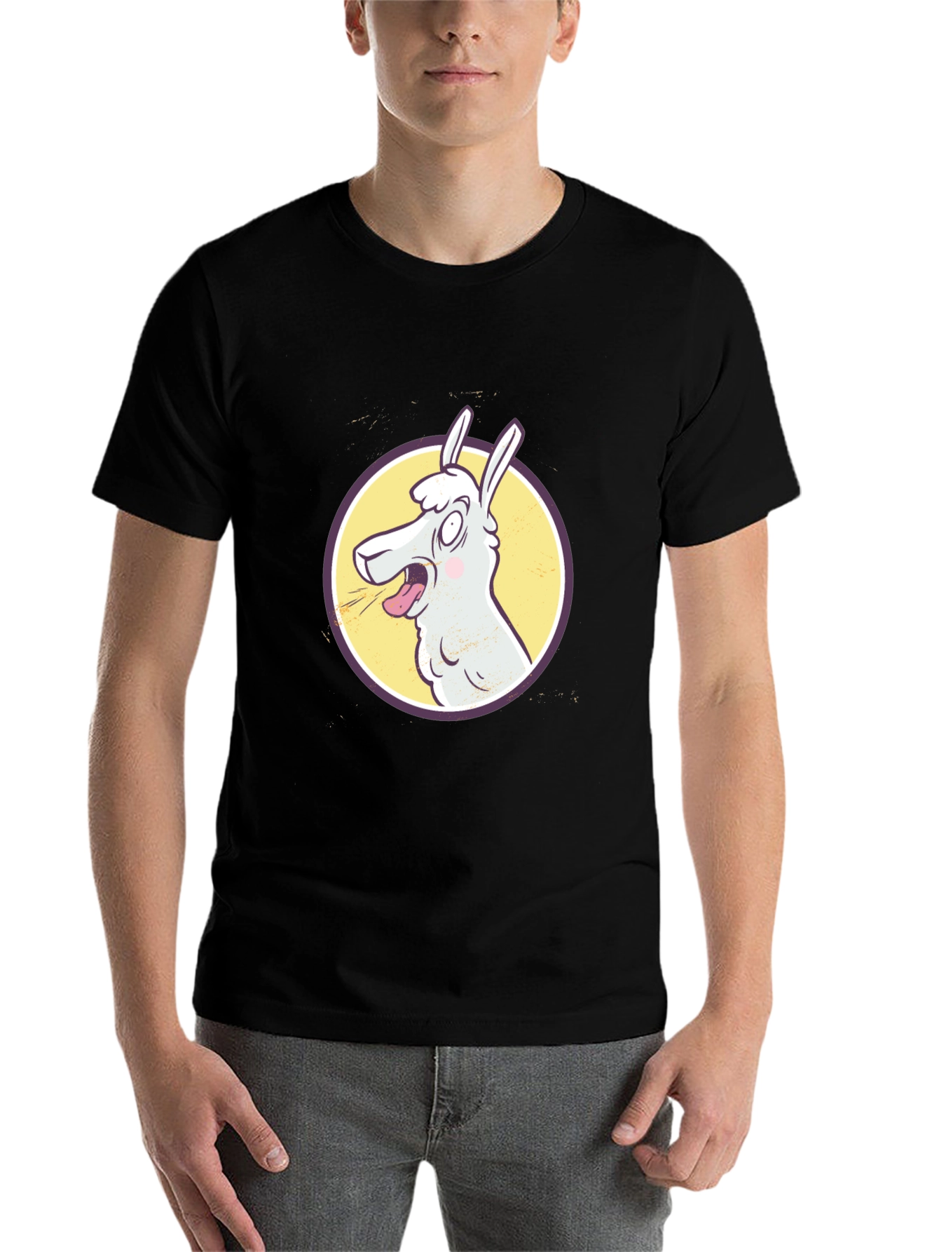 Black Crazy Llama Graphic Tee view 7