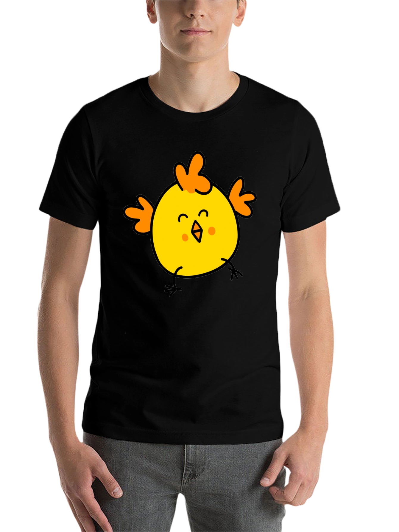 Black Cute Chick Graphic Tee - Black Cotton T-Shirt view 7