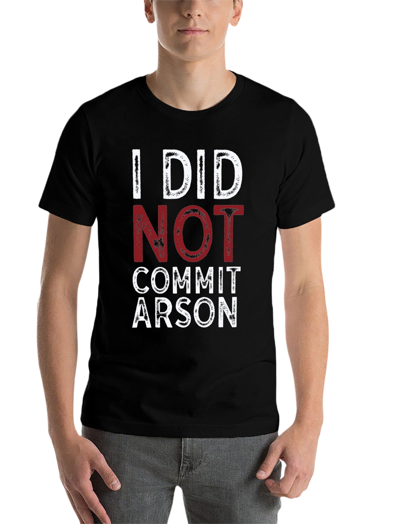 Black I Did Not Commit Arson T-Shirt - Funny Graphic Tee view 7