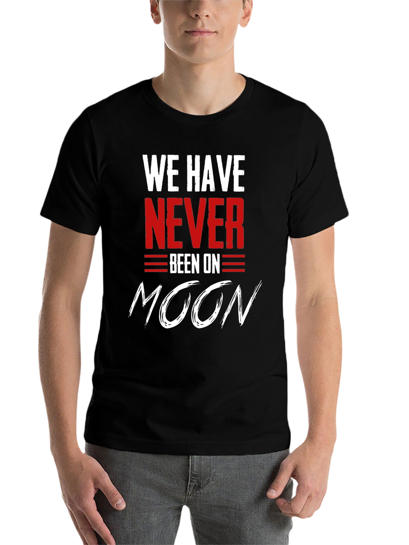 Black We Have Never Been On Moon T-Shirt view 7