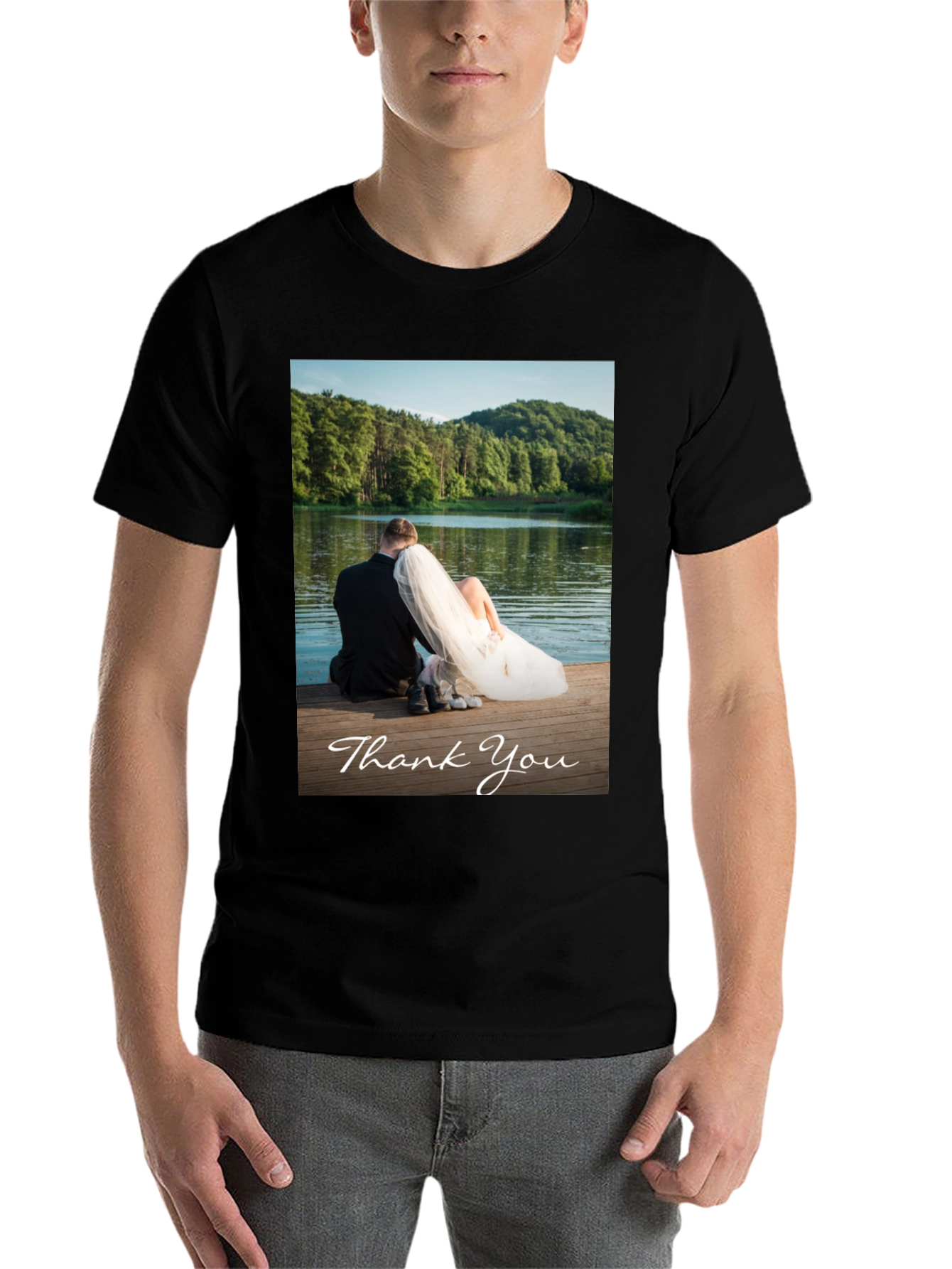 Black Wedding Thank You Photo T-Shirt view 7