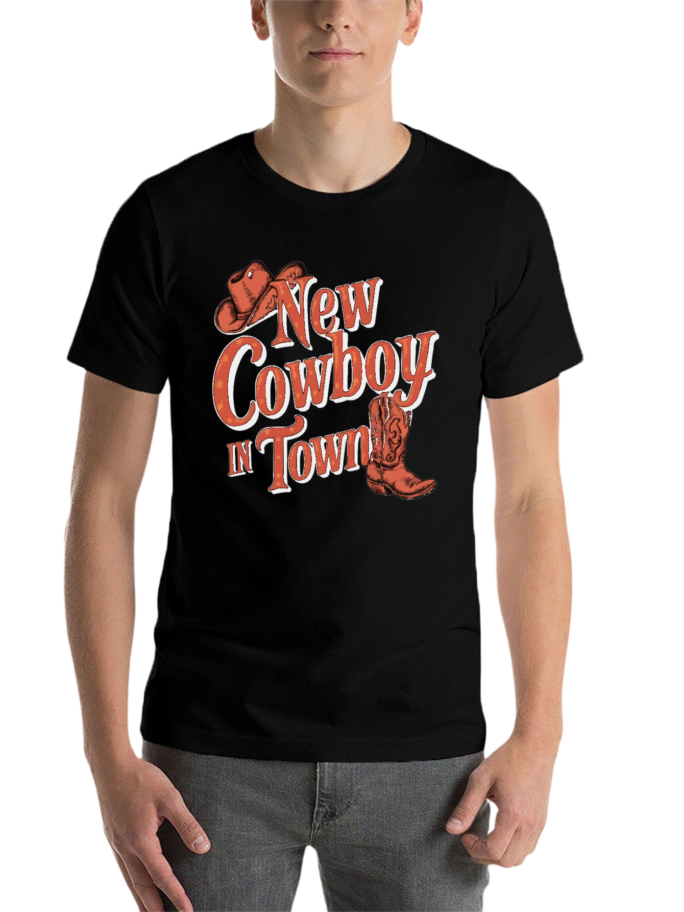 Black New Cowboy in Town Graphic T-Shirt view 7