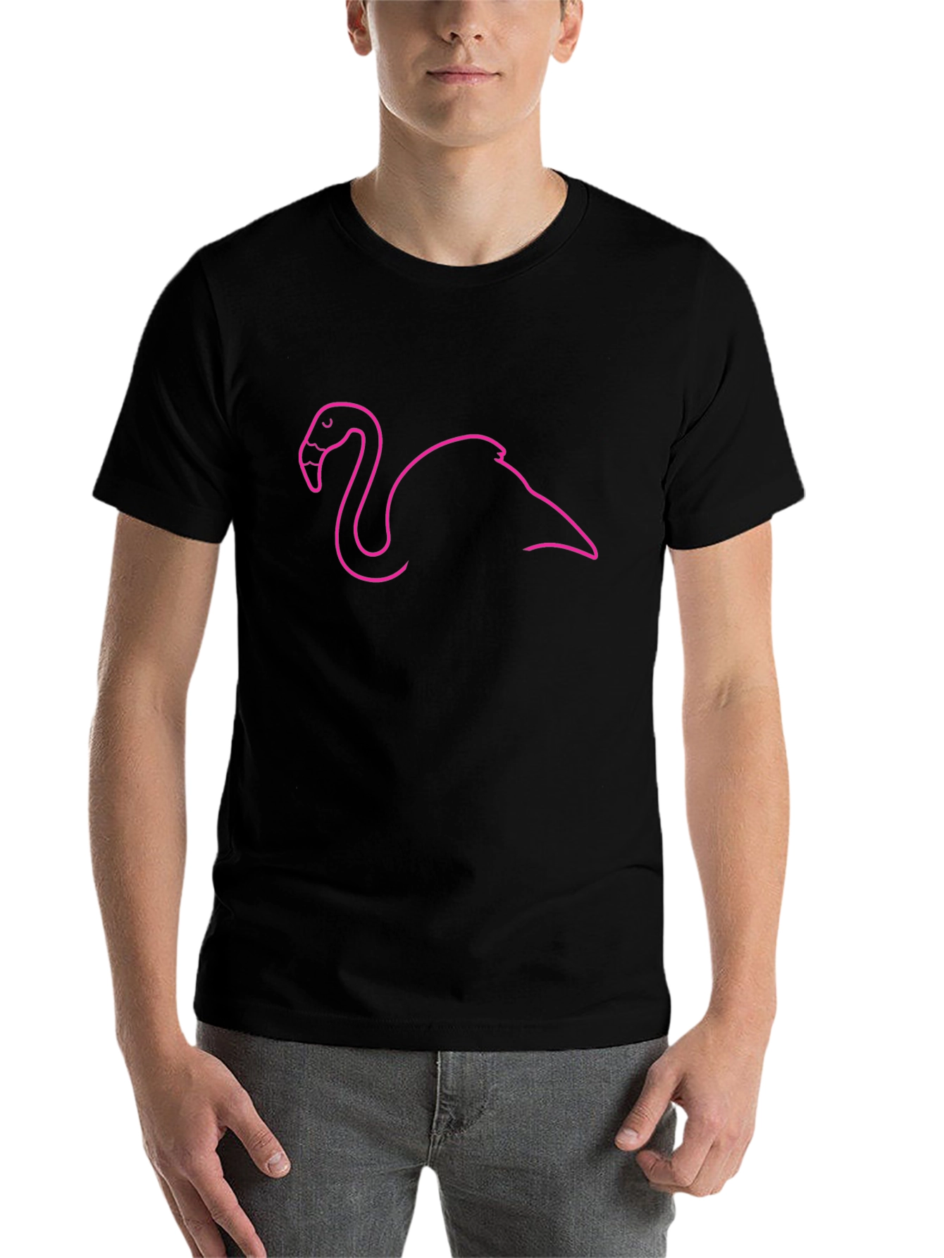 Black Black Flamingo Outline Tee - Tropical Vibes view 7