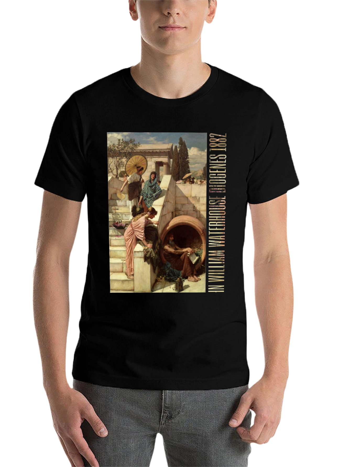 Black Diogenes Waterhouse 1882 T-Shirt view 7